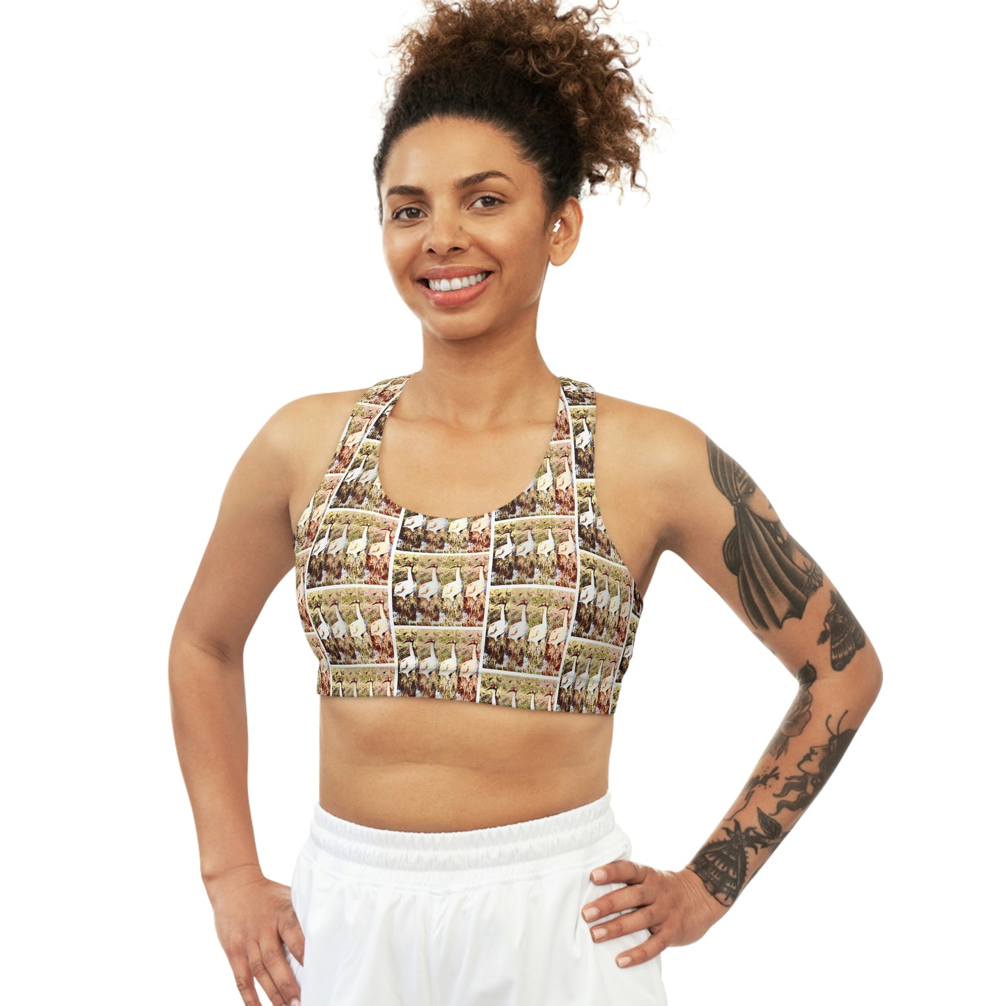 Whooping Cranes Seamless Sports Bra