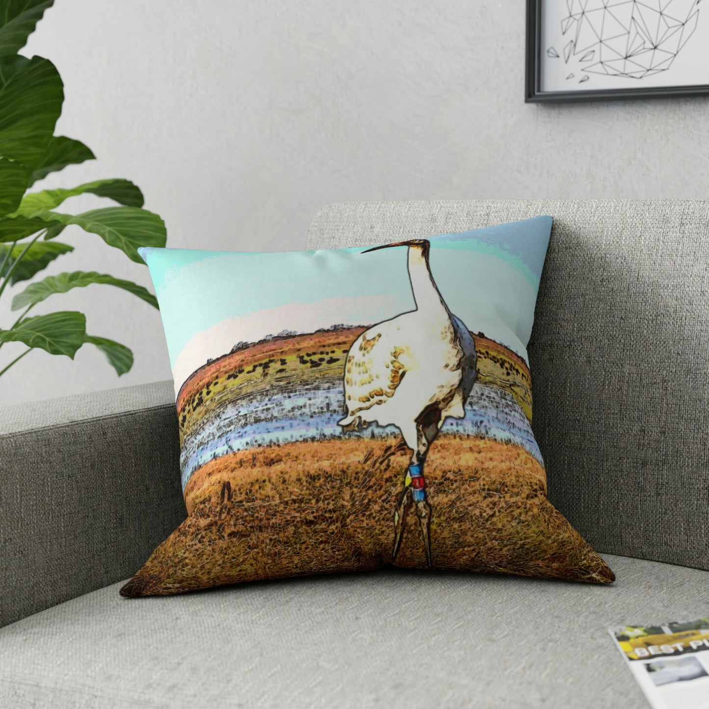 Whooping Crane Broadcloth Pillow