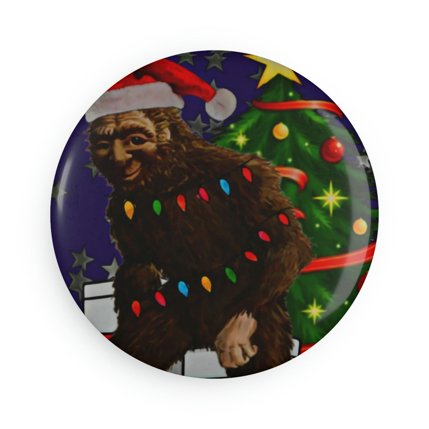 Round Santa Bigfoot Magnets