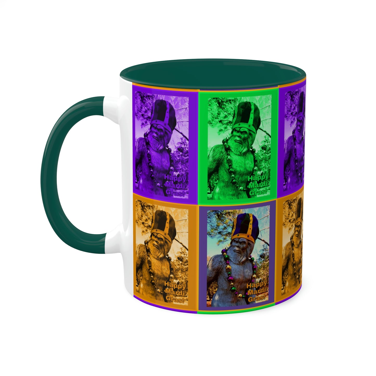 Colorful Bigfoot Mardi Gras Mugs, 11oz