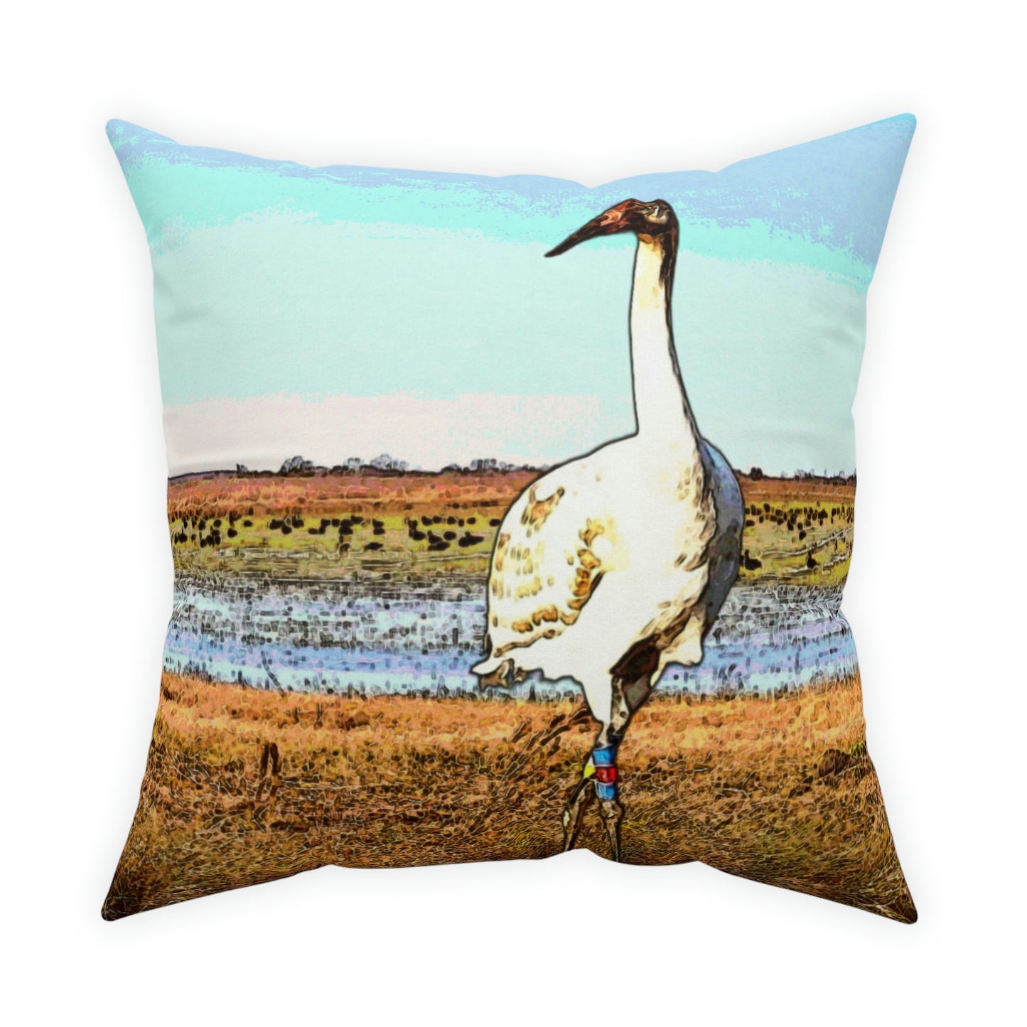 Whooping Crane Broadcloth Pillow