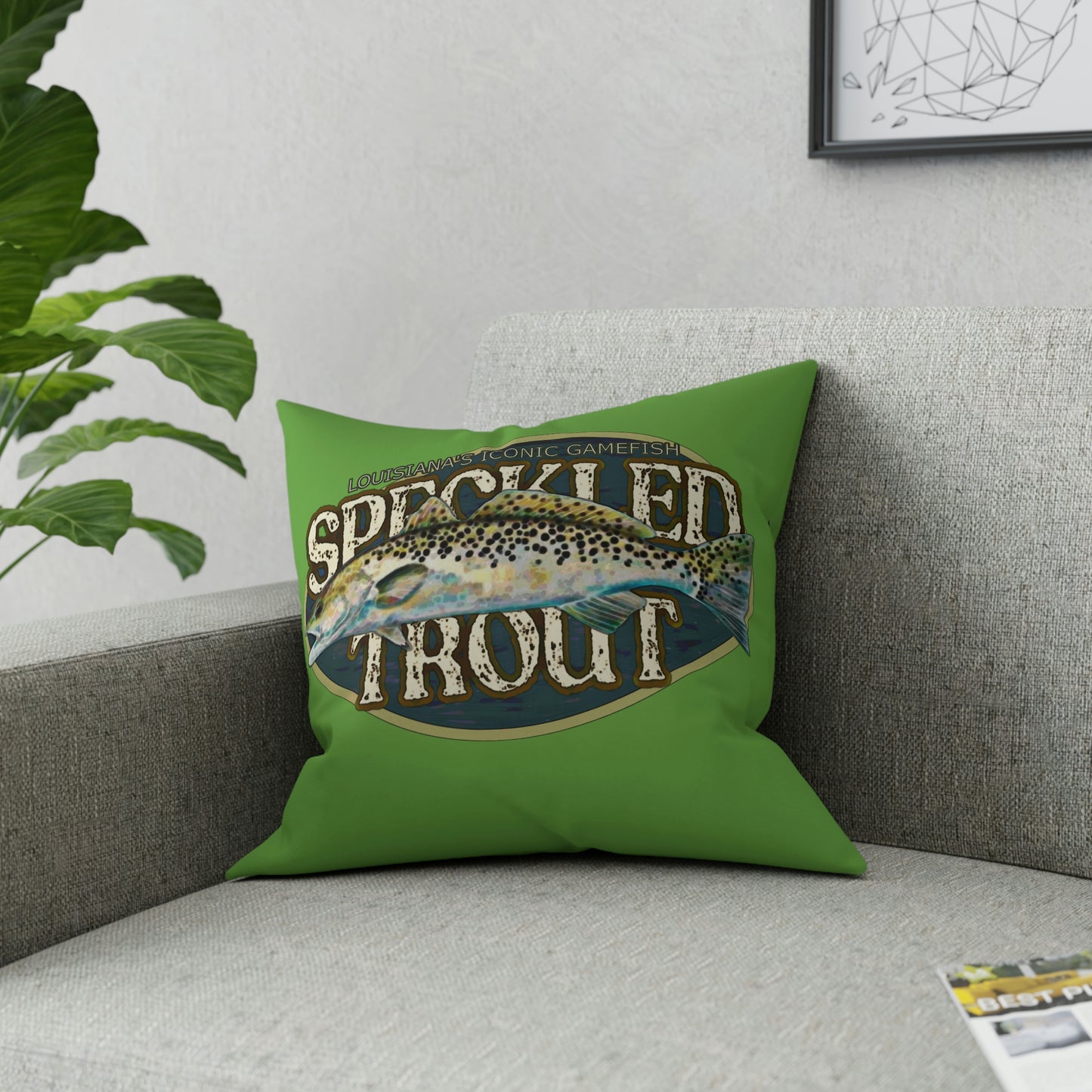 Louisiana's Speckled Trout Broadcloth Pillow