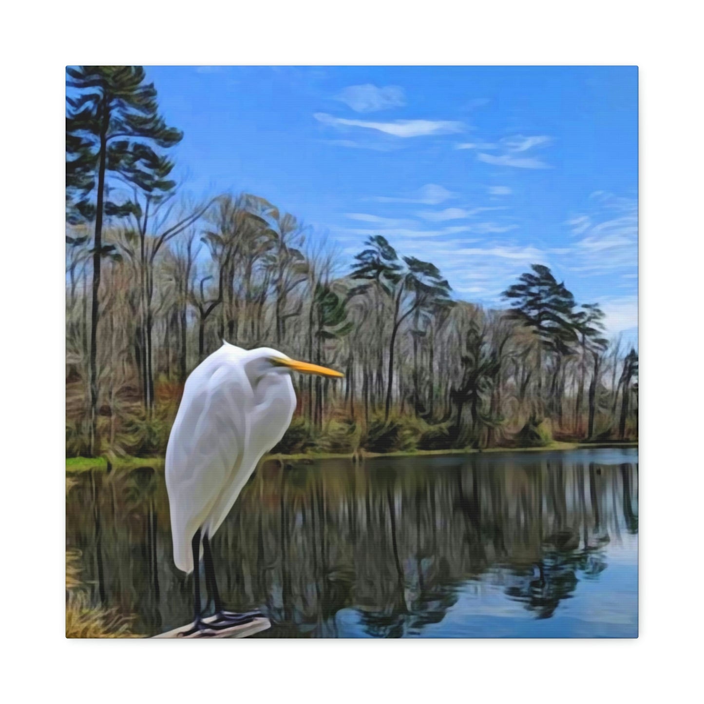 Egret at Valentine Lake Canvas Gallery Wraps