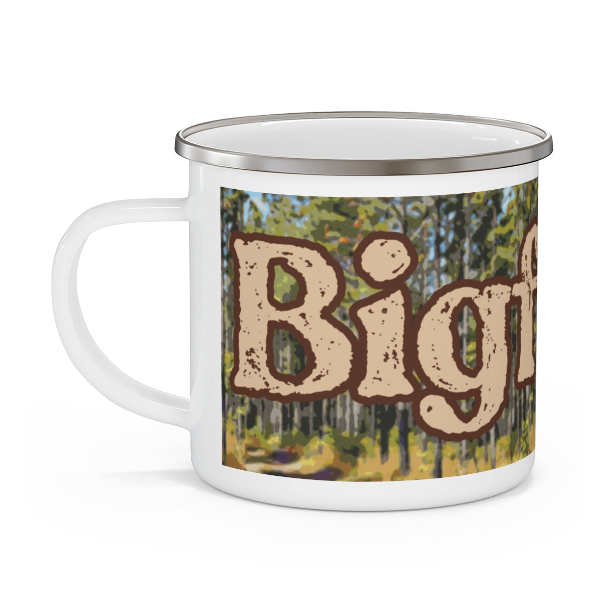 Enamel Bigfoot Camping Mug