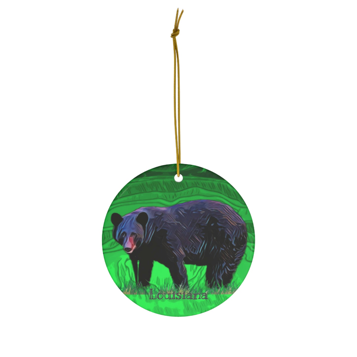 Ceramic Louisiana Black Bear Ornament