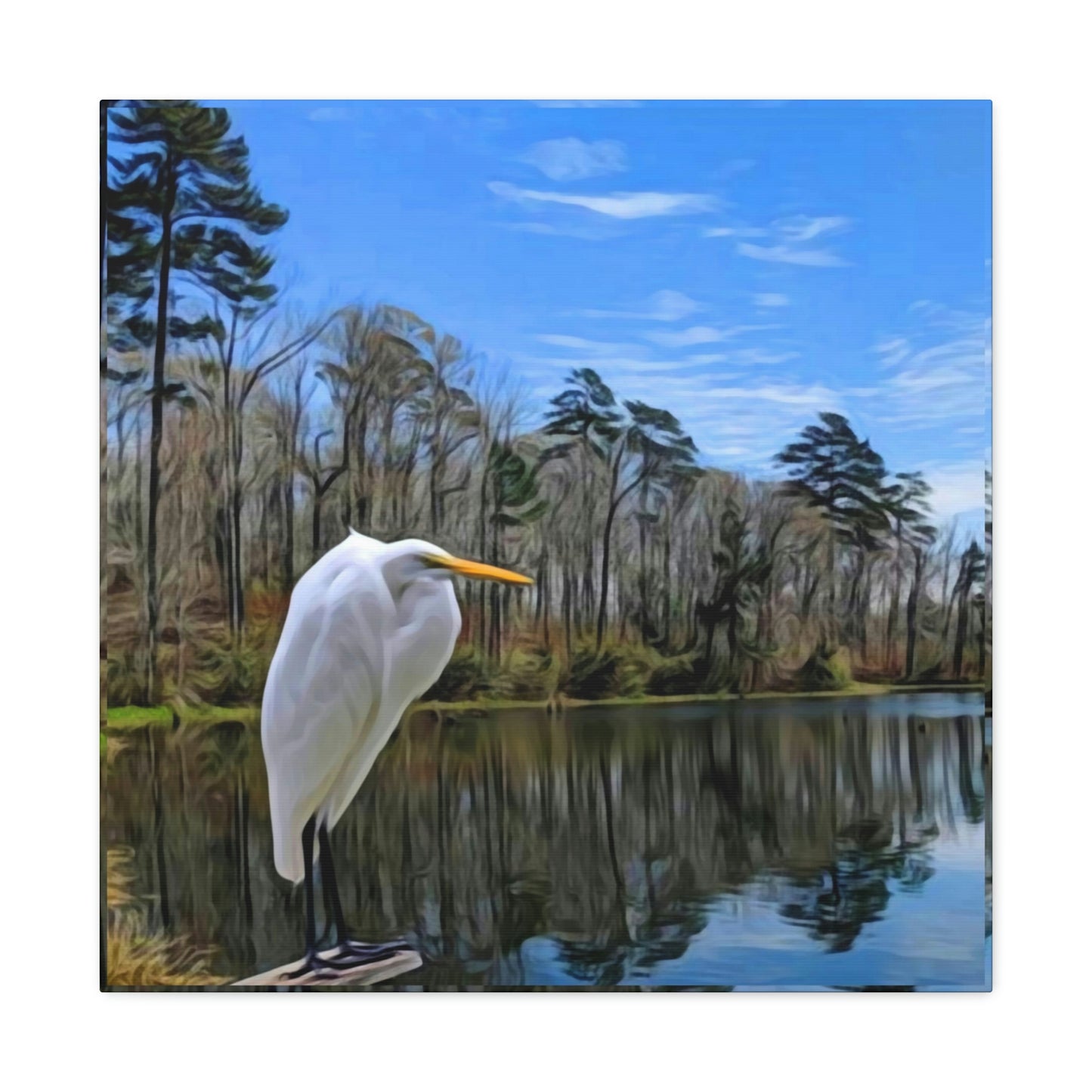 Egret at Valentine Lake Canvas Gallery Wraps