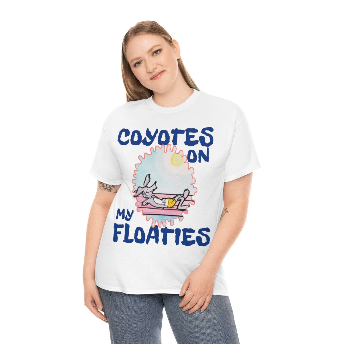 Unisex Coyotes on my Floaties Heavy Cotton Tee