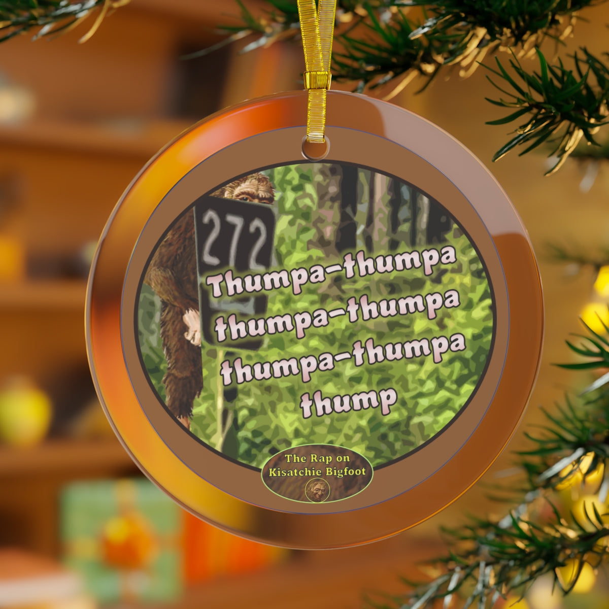 The Rap on Kisatchie Bigfoot Glass Ornament