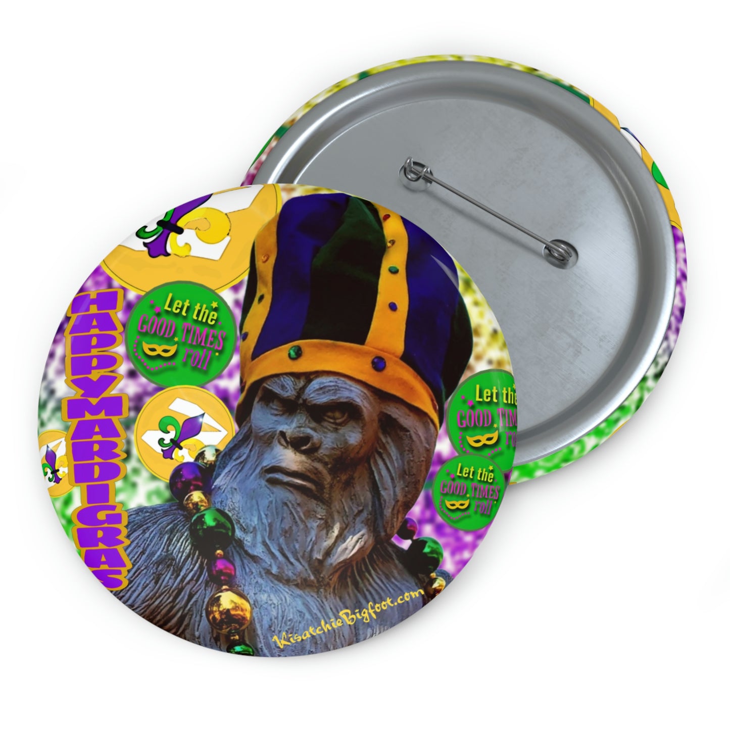 Bigfoot Mardi Gras Buttons