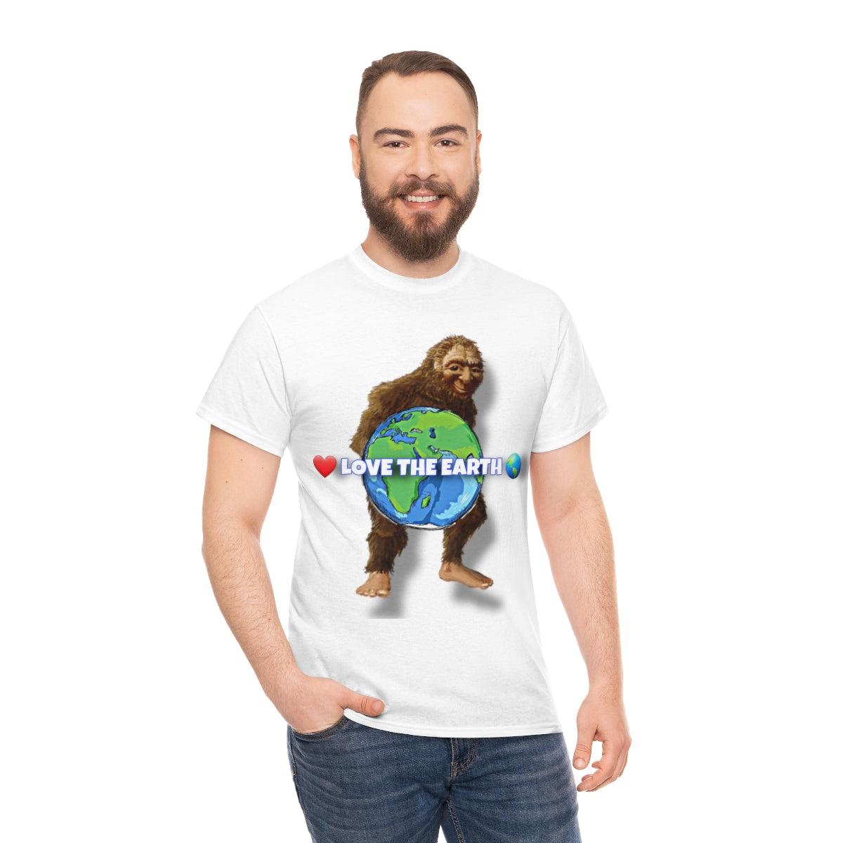 White Unisex Love the Earth Heavy Cotton Tee