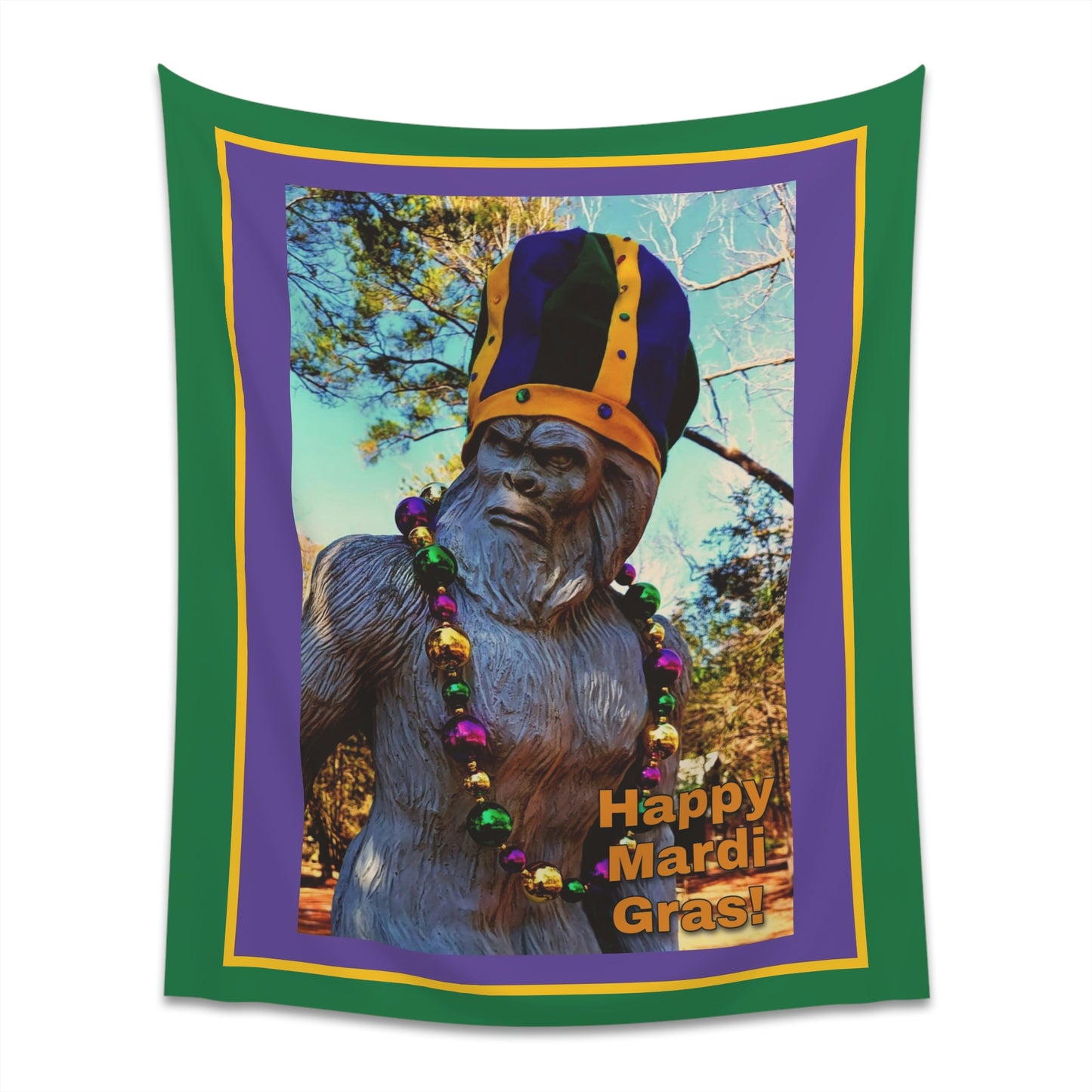 Printed Mardi Gras Bigfoot Wall Tapestry