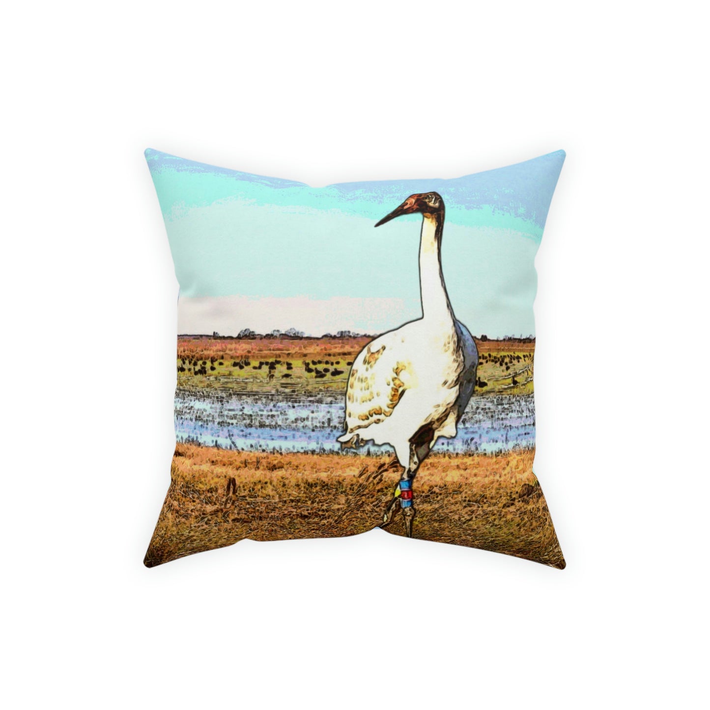 Whooping Crane Broadcloth Pillow