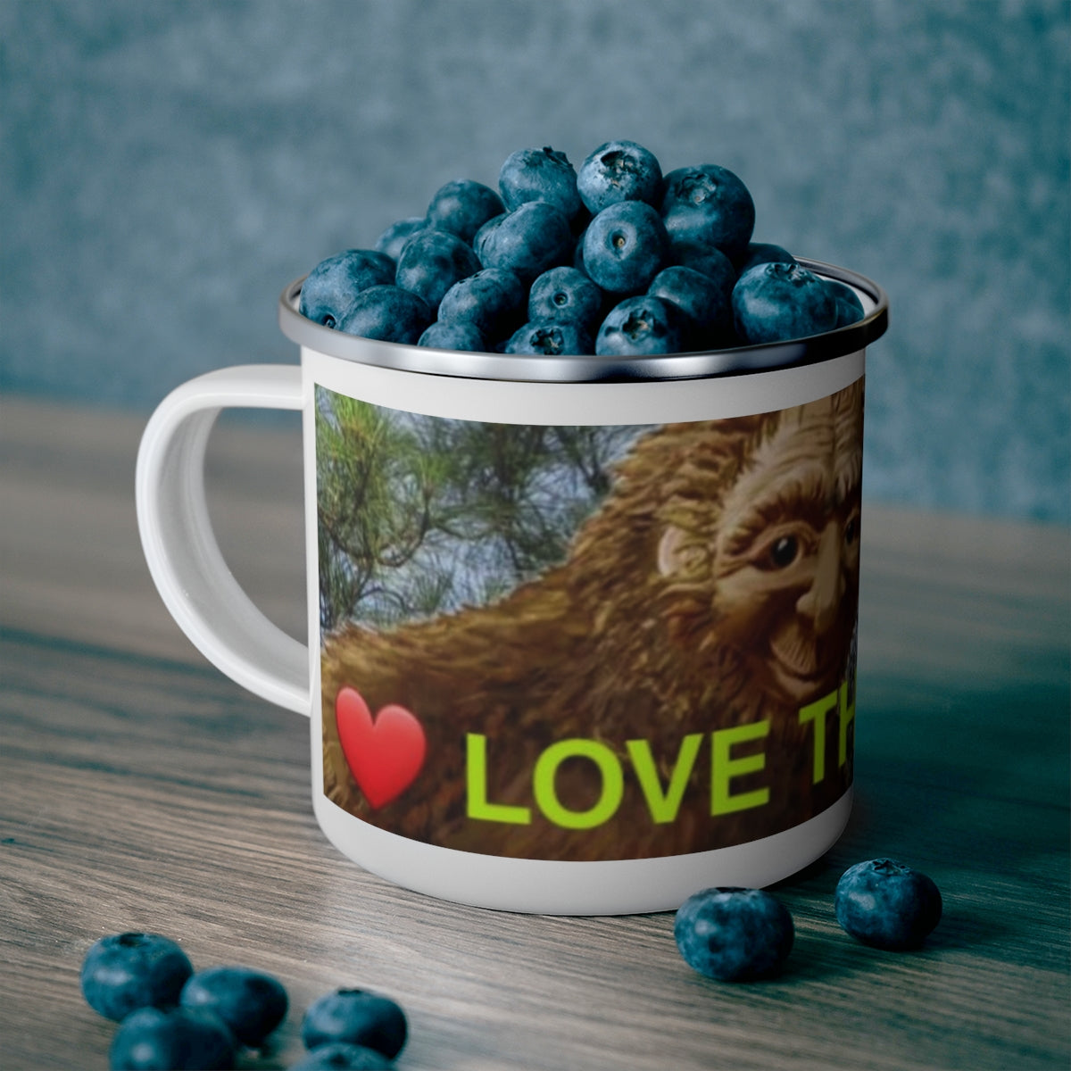 Enamel Love the Earth Camping Mug