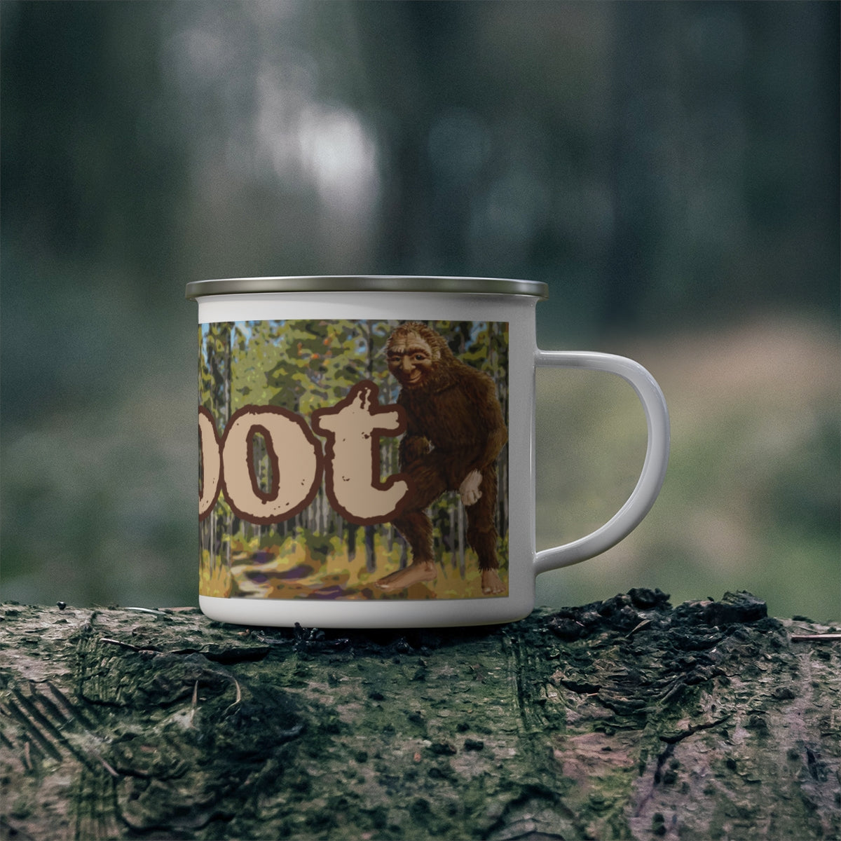 Enamel Bigfoot Camping Mug