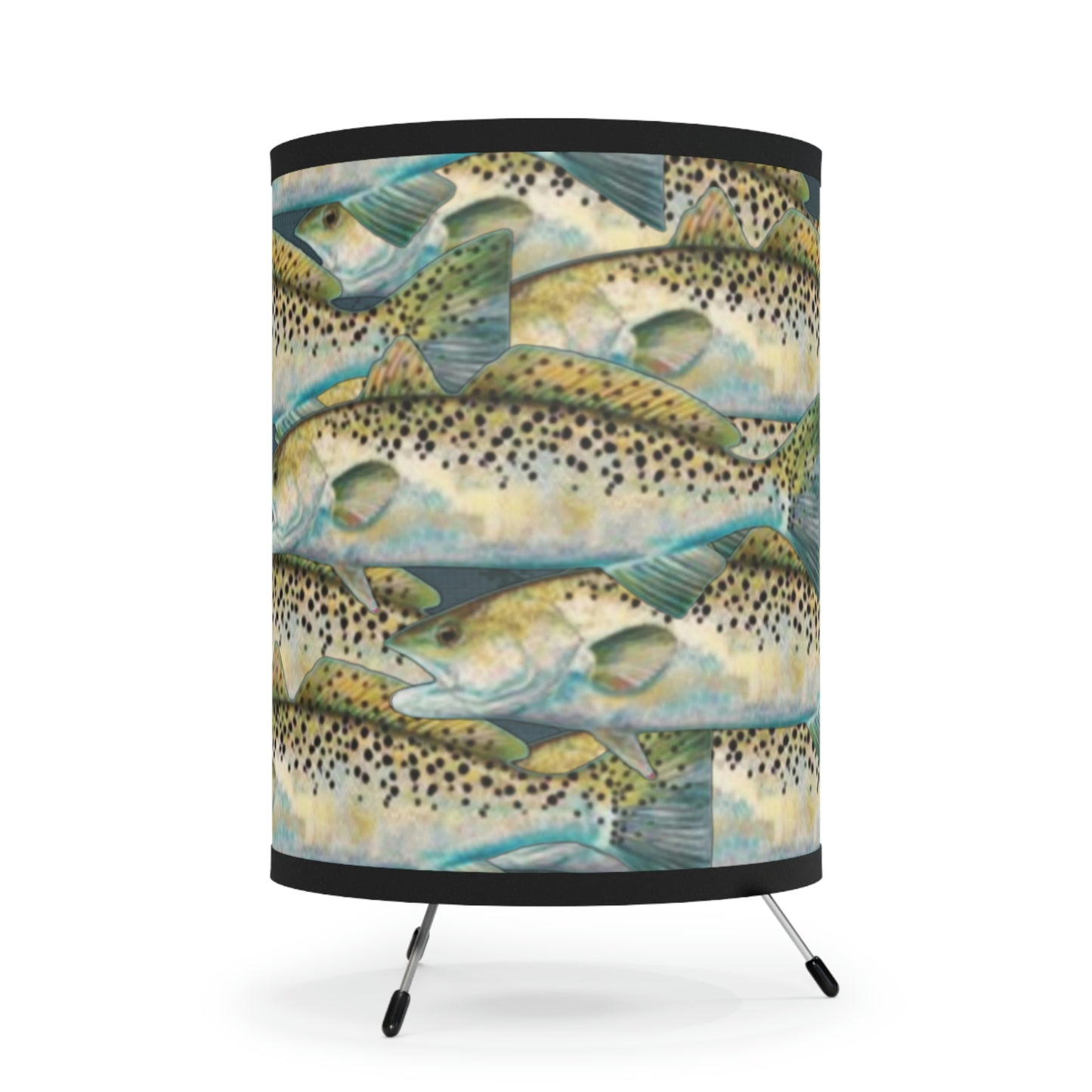 Speckled Trout Tripod Lamp with High-Res Printed Shade