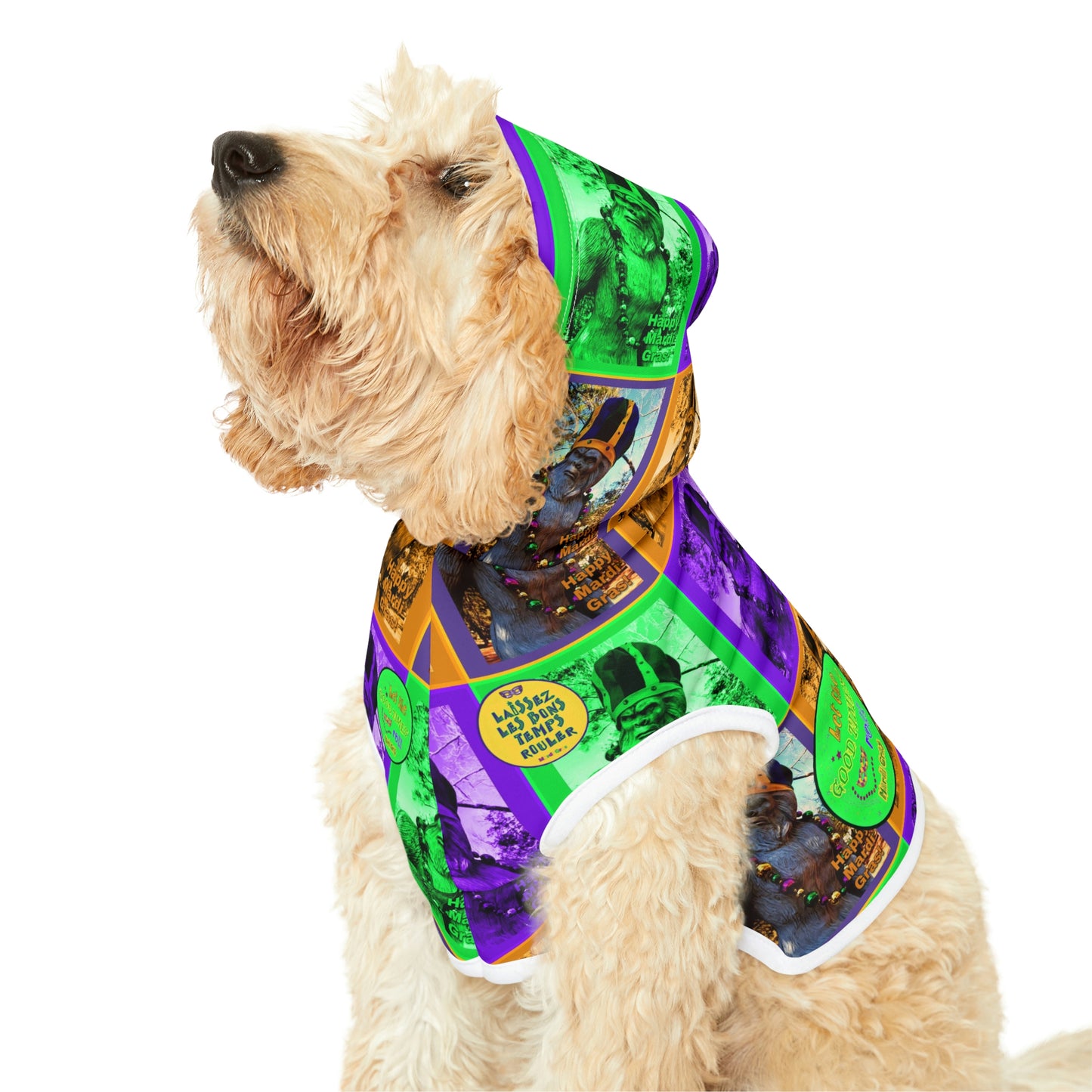 Bigfoot Mardi Gras Dog Hoodie