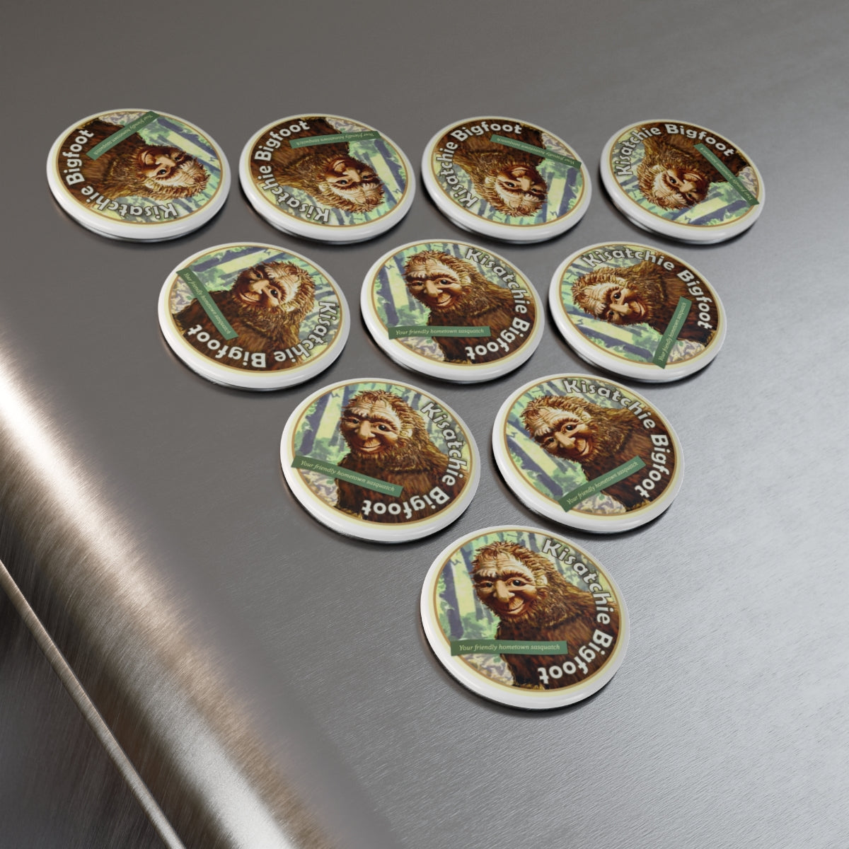 Round Kisatchie Bigfoot Button Magnets