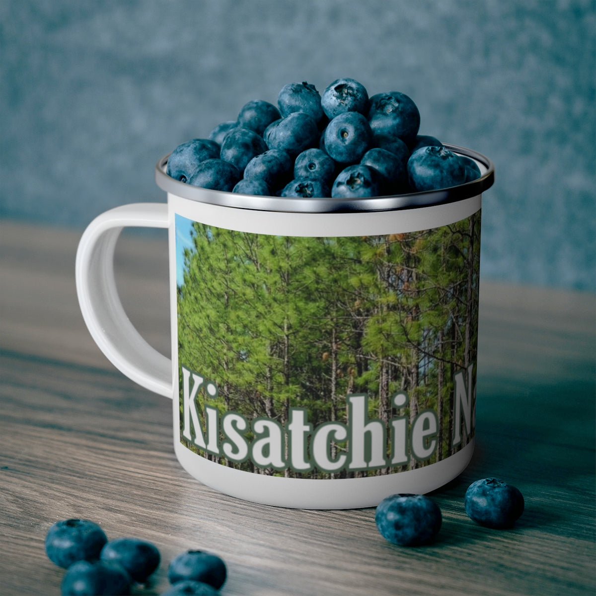 Enamel Kisatchie Pines Camping Mug