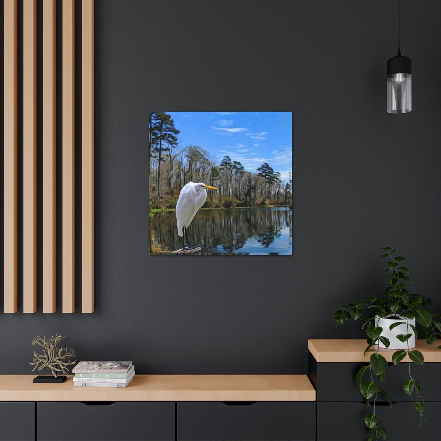 Egret at Valentine Lake Canvas Gallery Wraps