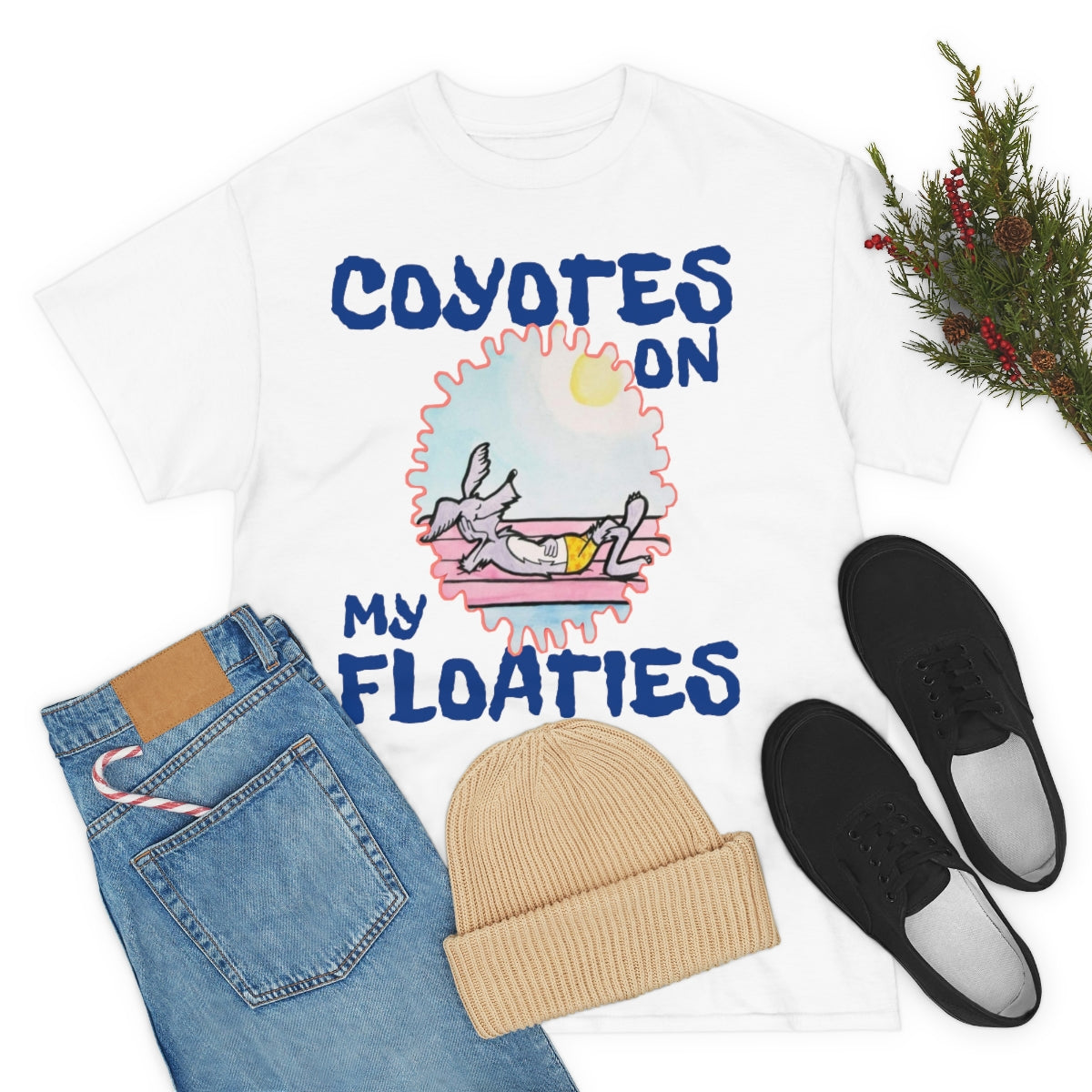 Unisex Coyotes on my Floaties Heavy Cotton Tee