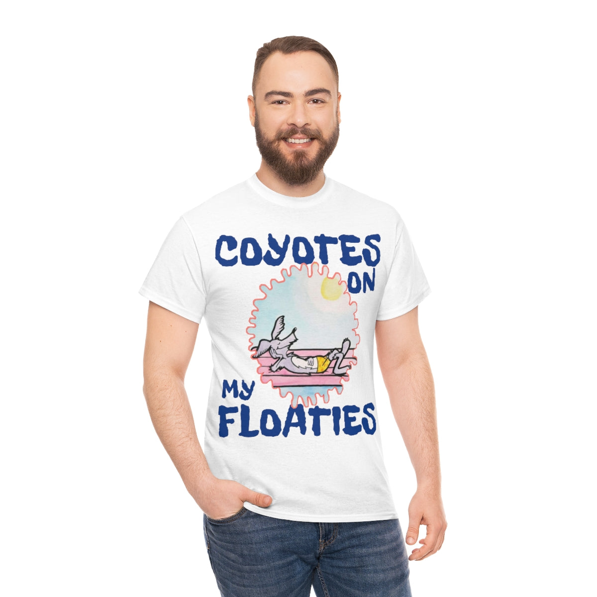 Unisex Coyotes on my Floaties Heavy Cotton Tee