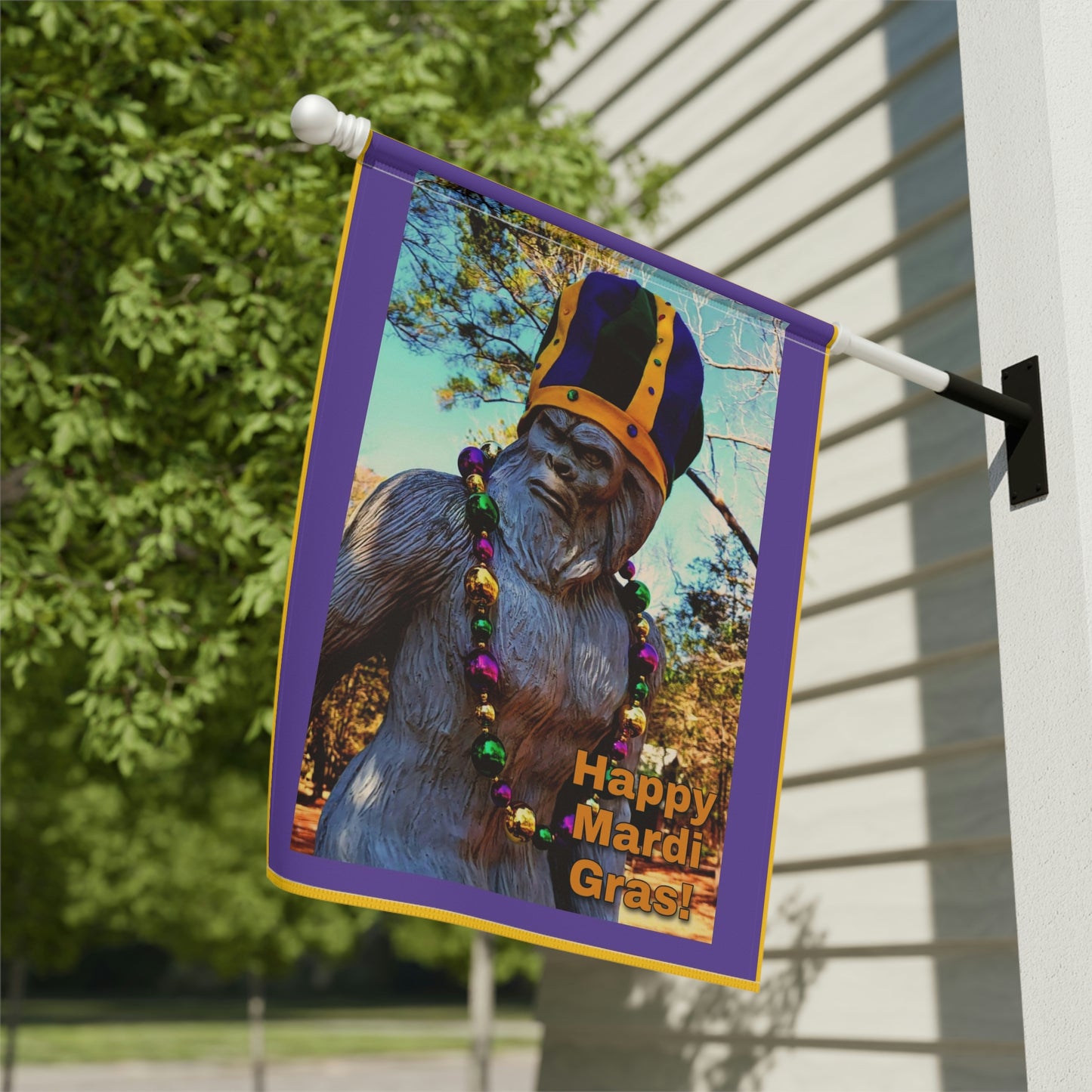 Mardi Gras Bigfoot Garden & House Banner