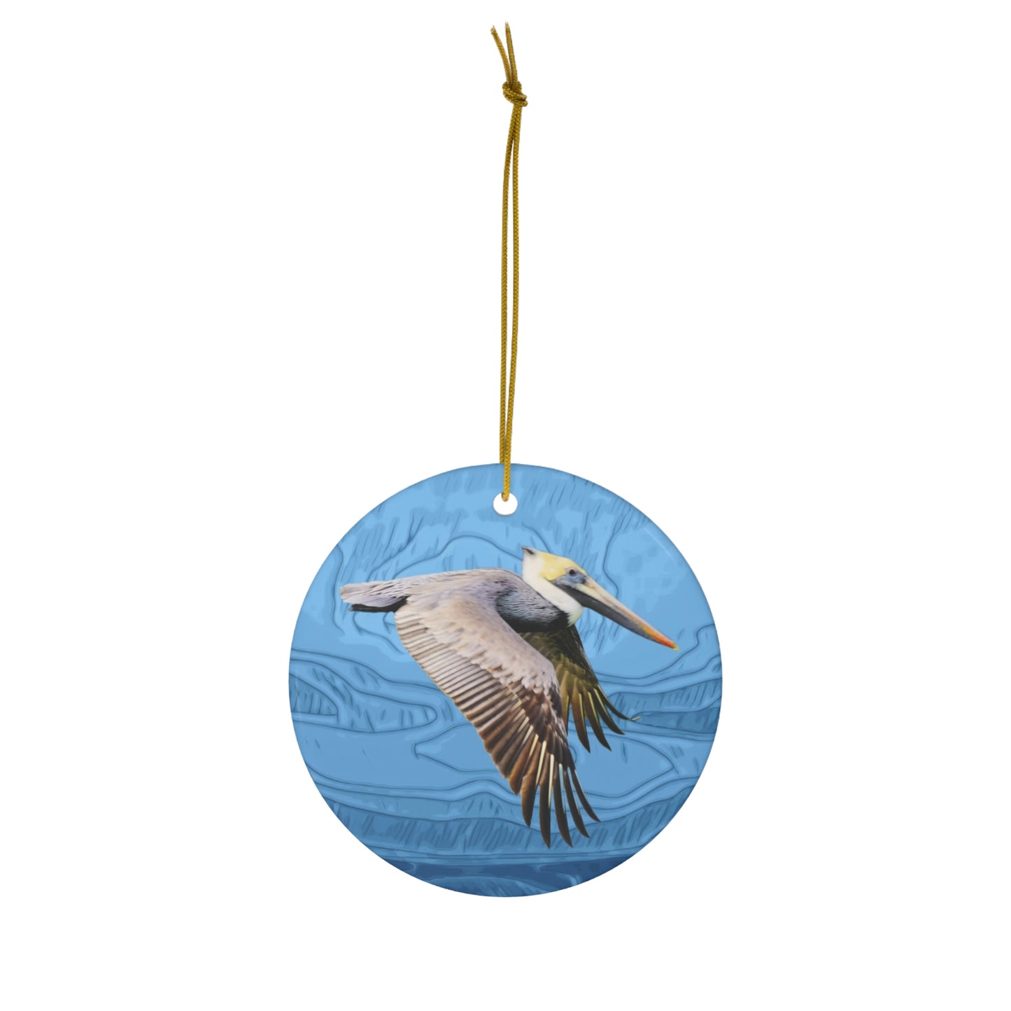 Ceramic Brown Pelican Ornament