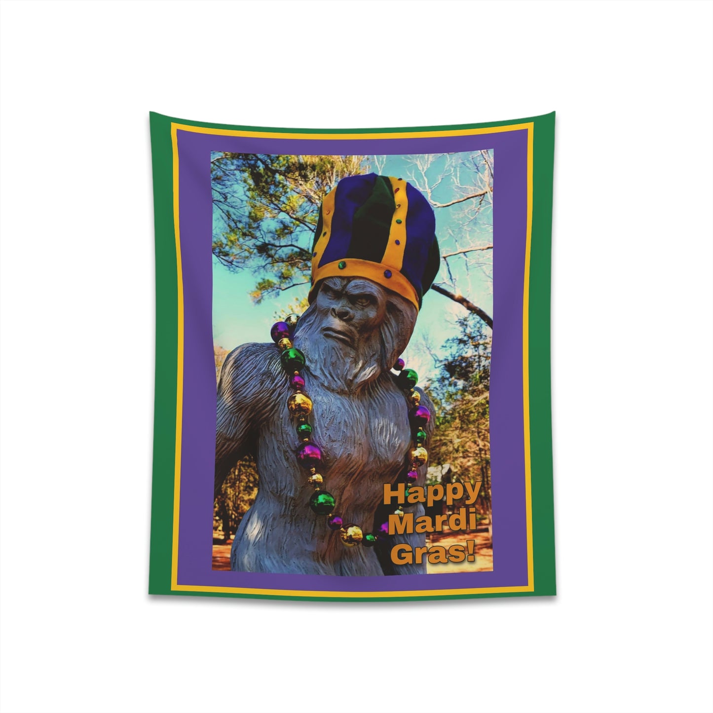 Printed Mardi Gras Bigfoot Wall Tapestry