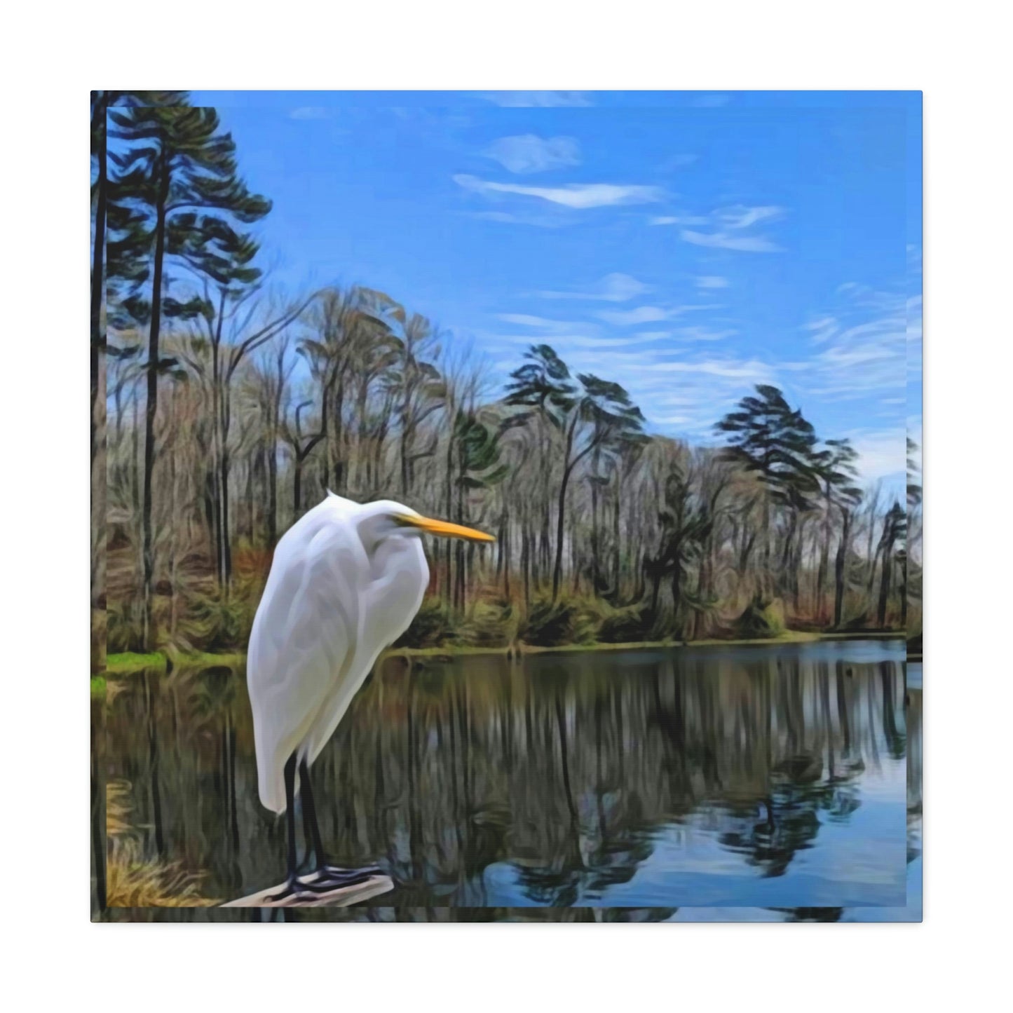 Egret at Valentine Lake Canvas Gallery Wraps