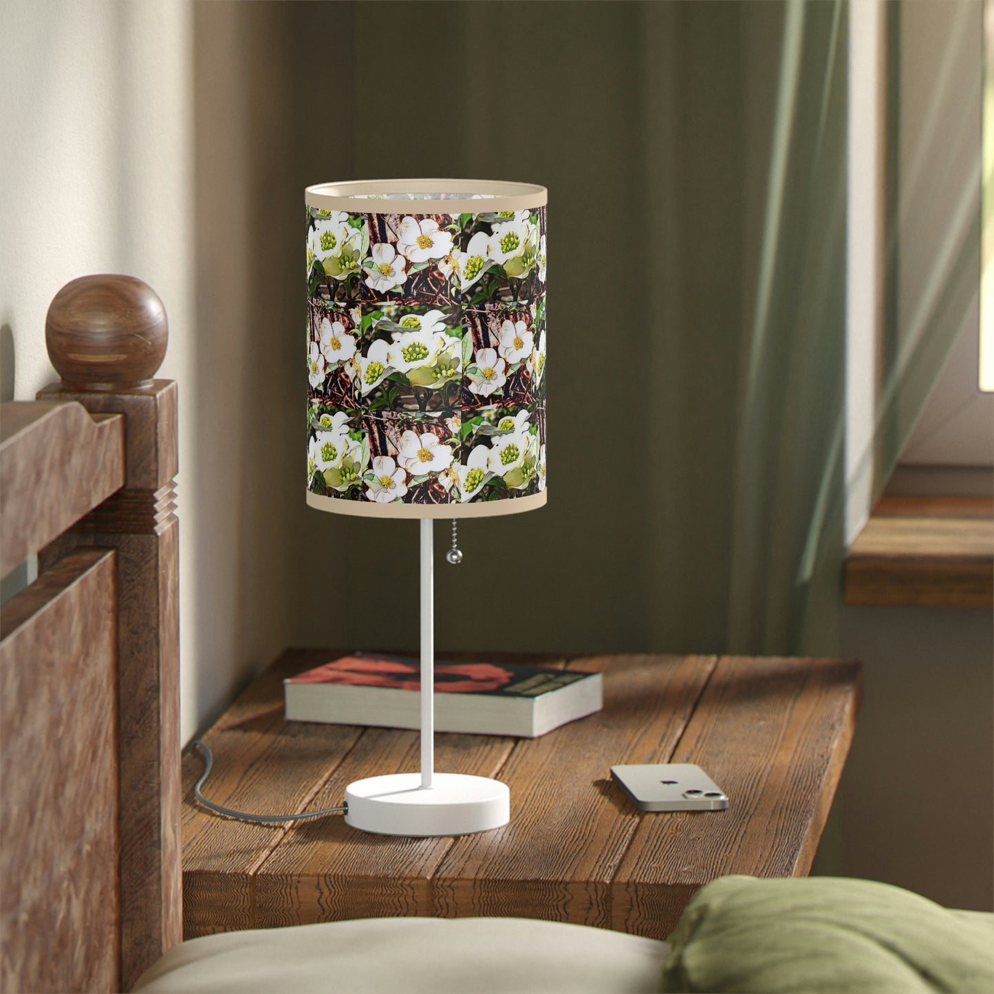 Dogwood Blossoms Lamp on a Stand