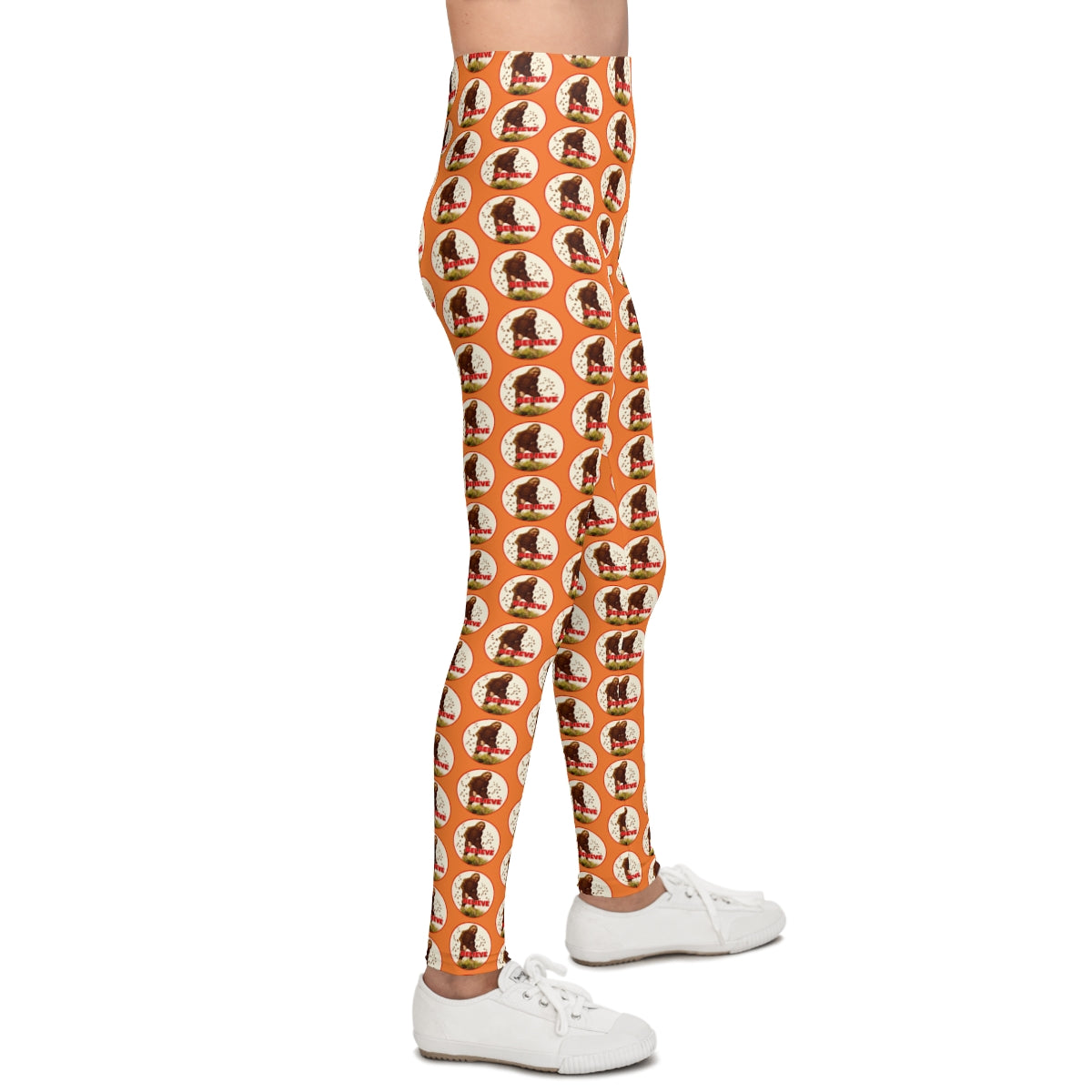 Orange Bigfoot Believe Youth Leggings