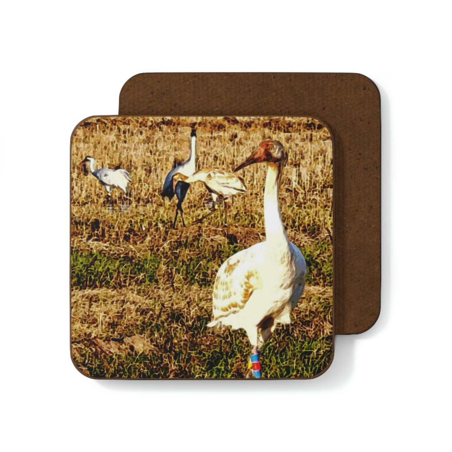 Louisiana Whooping Cranes Hardboard Back Coaster