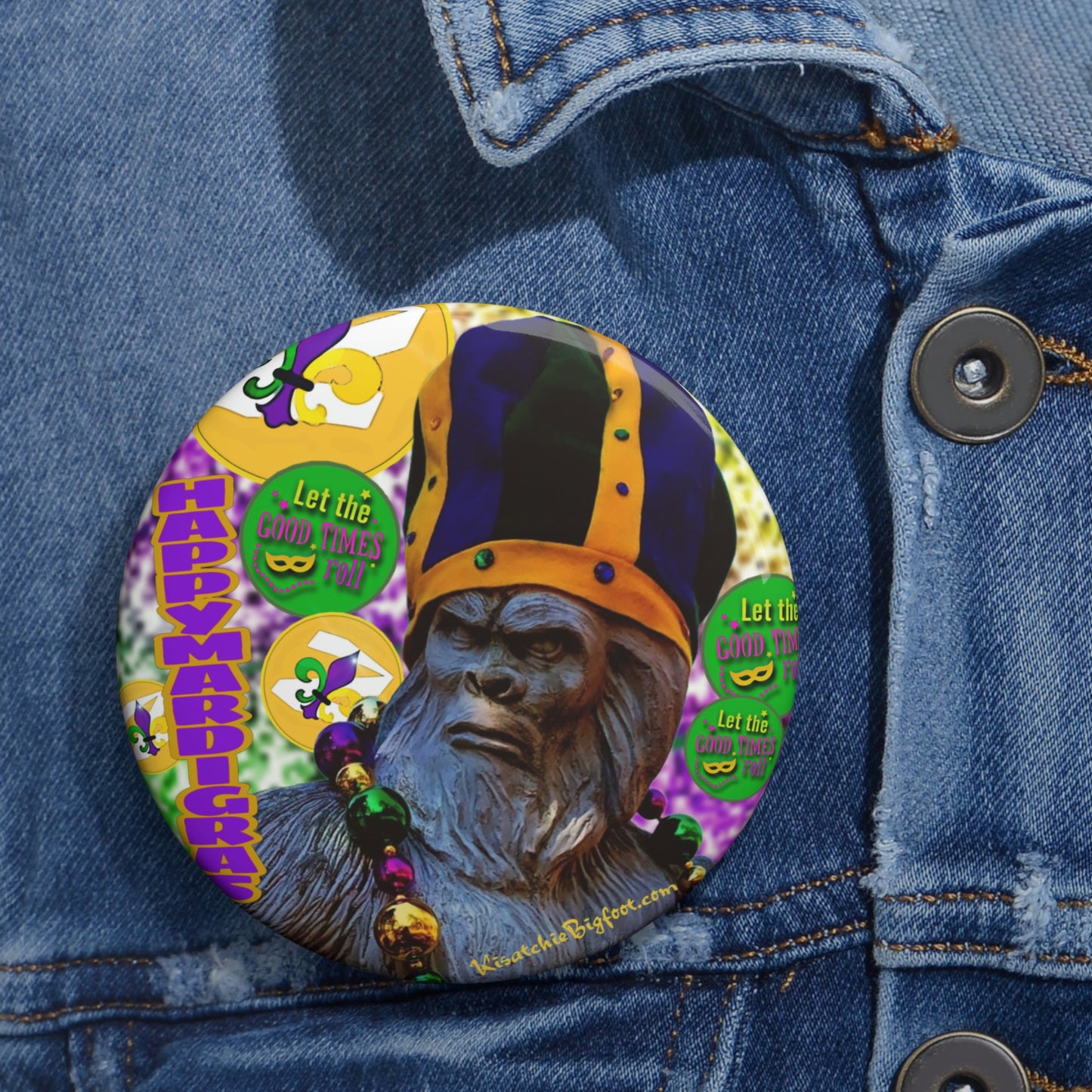 Bigfoot Mardi Gras Buttons