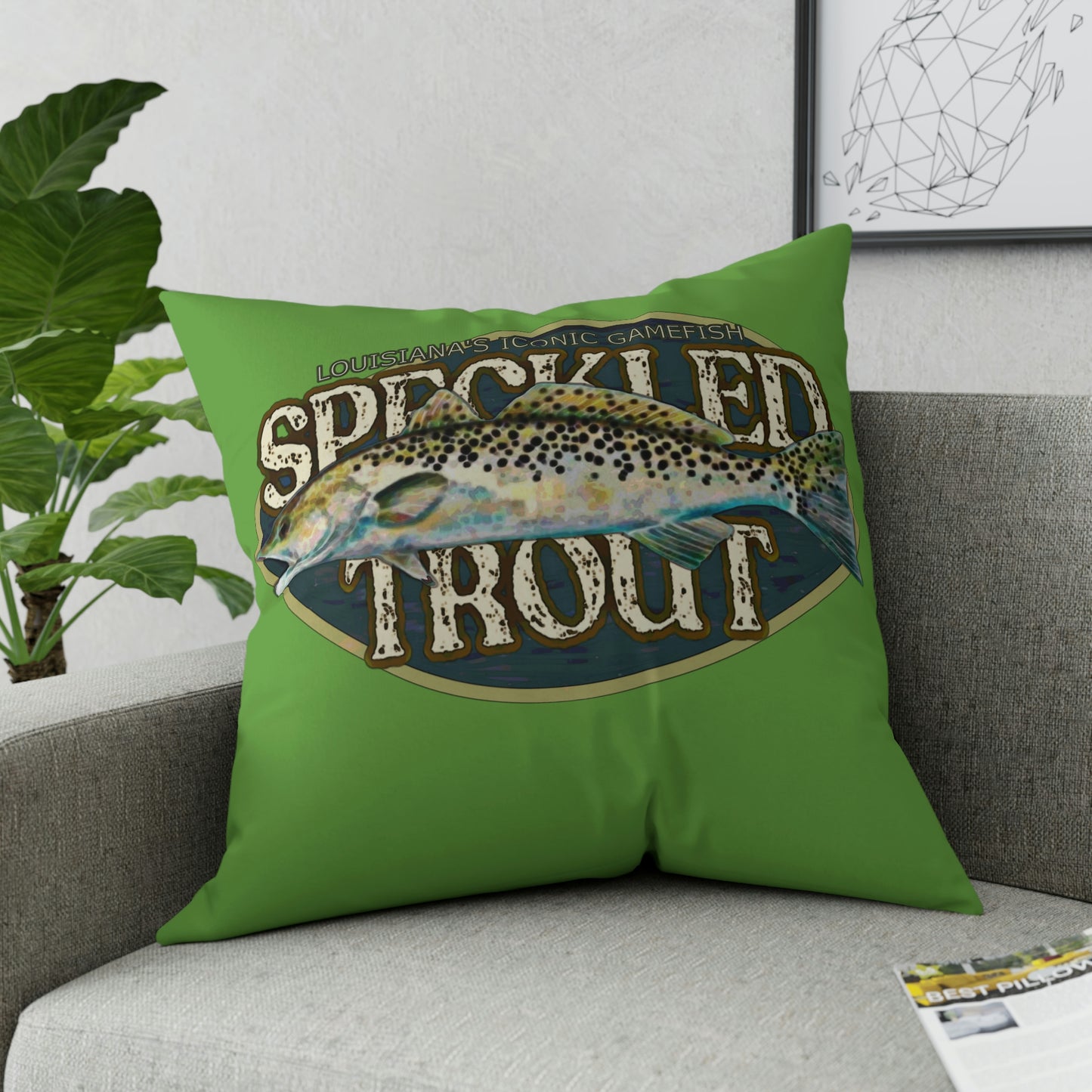 Louisiana's Speckled Trout Broadcloth Pillow