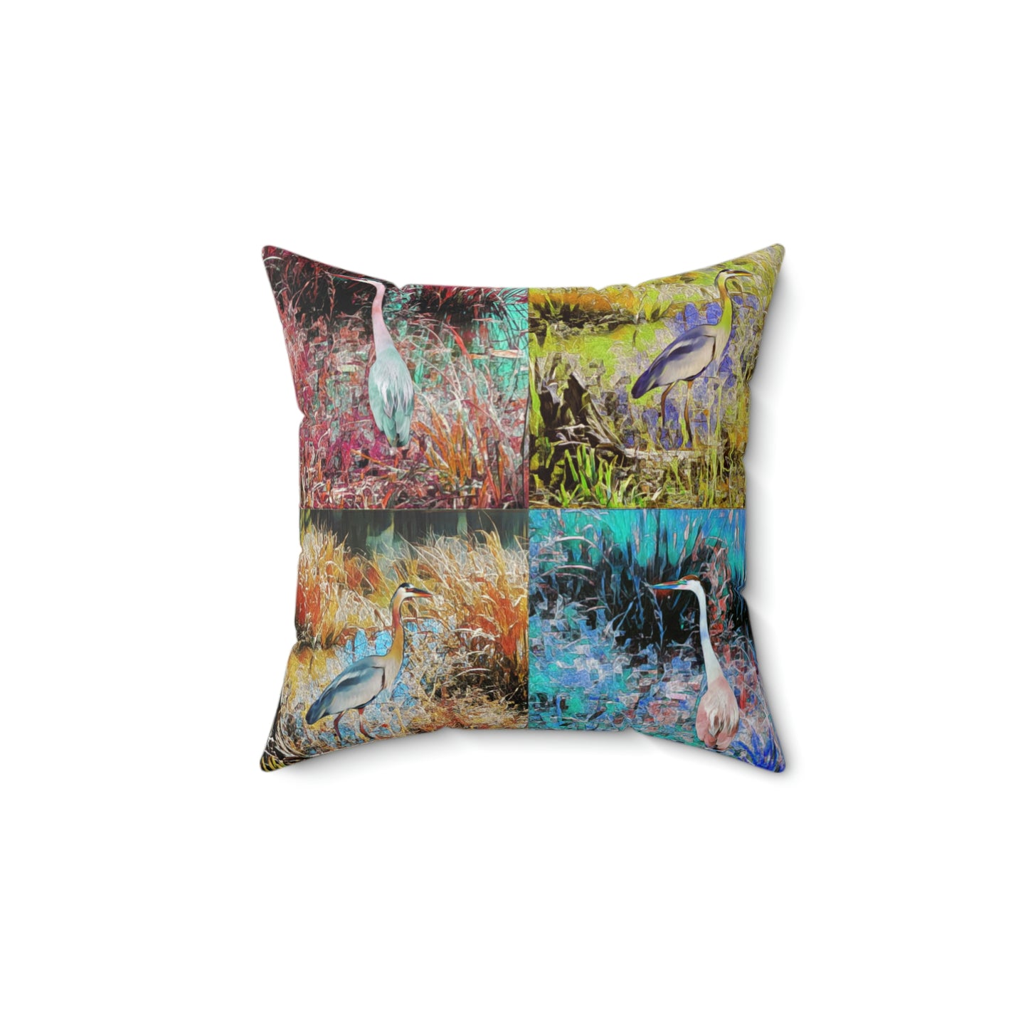 Faux Suede Great Blue Heron Pillow