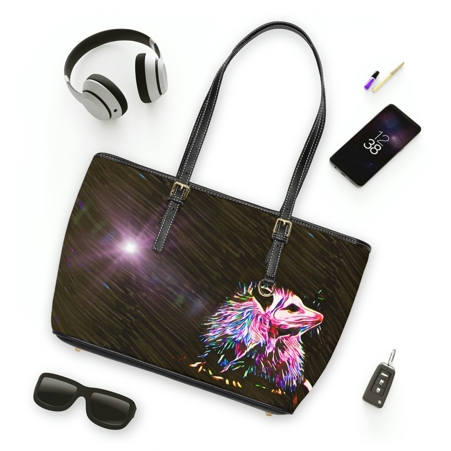 Opossum Under Night Sky Shoulder Bag