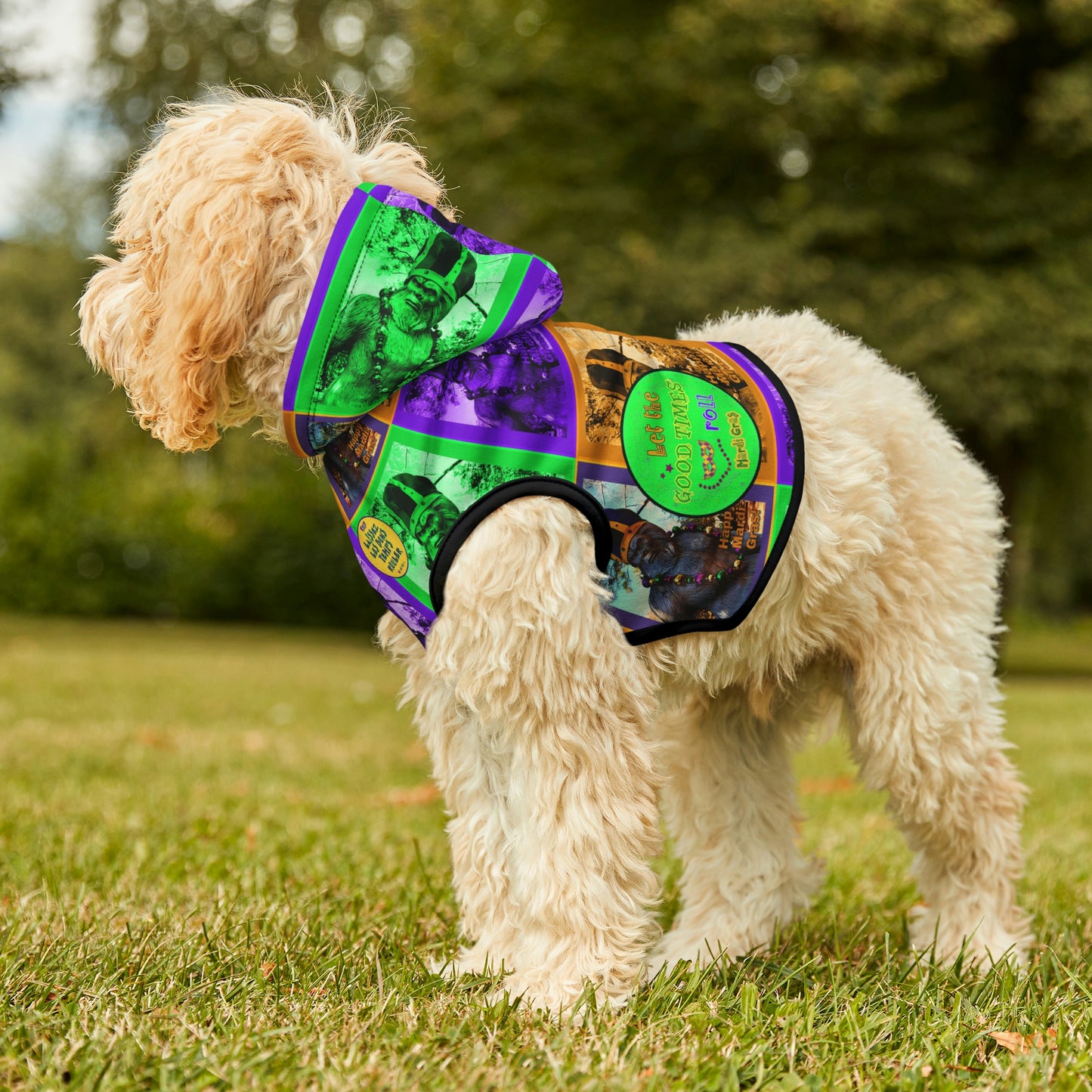 Bigfoot Mardi Gras Dog Hoodie