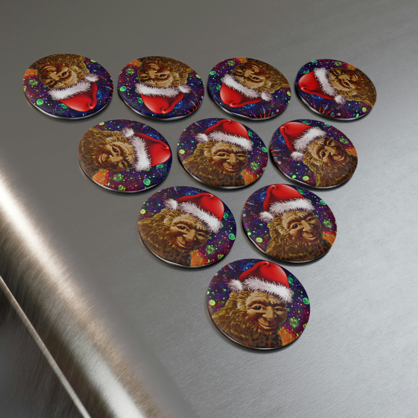 Round Santa Bigfoot Magnets