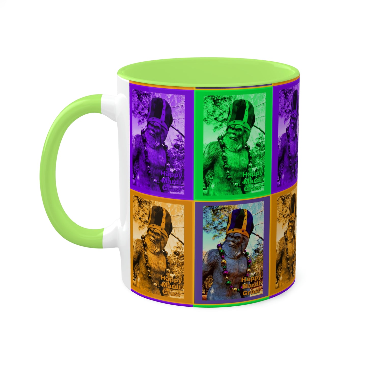 Colorful Bigfoot Mardi Gras Mugs, 11oz