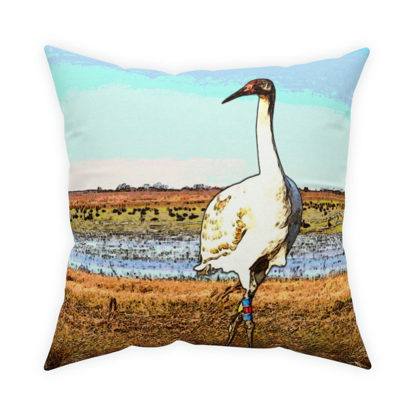 Whooping Crane Broadcloth Pillow