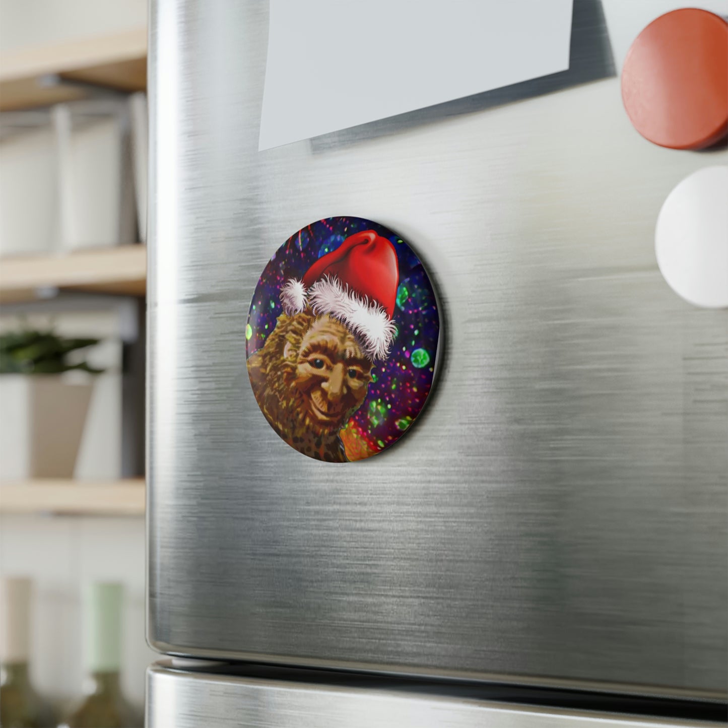 Round Santa Bigfoot Magnets