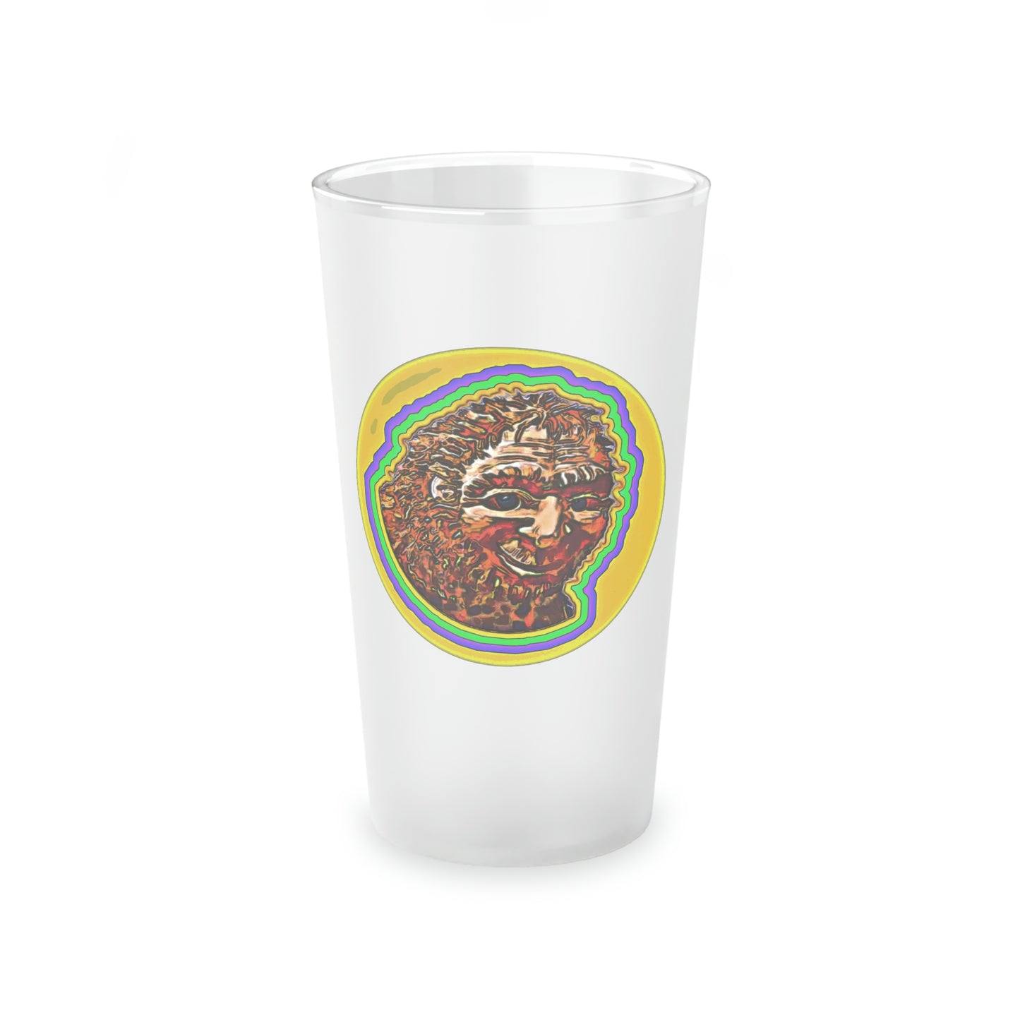 Bigfoot Mardi Gras Frosted Pint Glass, 16oz