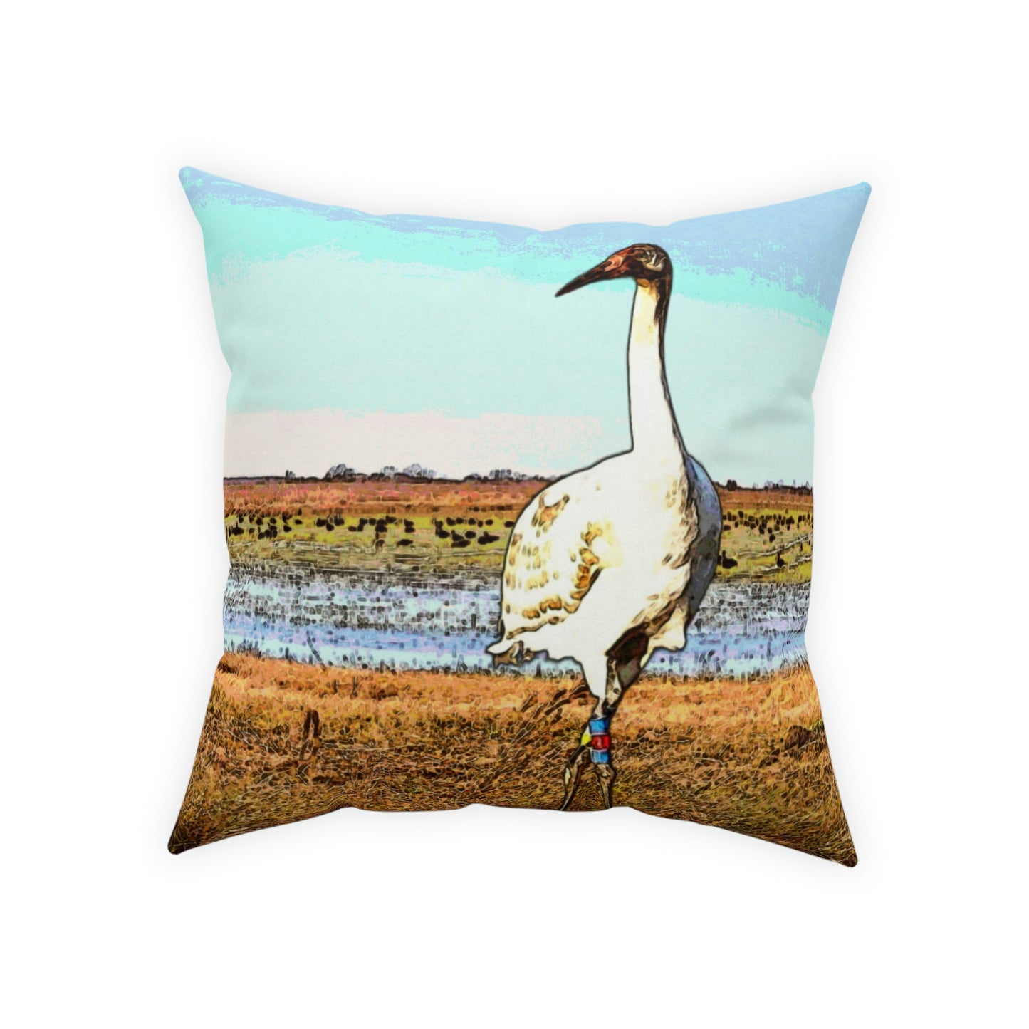 Whooping Crane Broadcloth Pillow