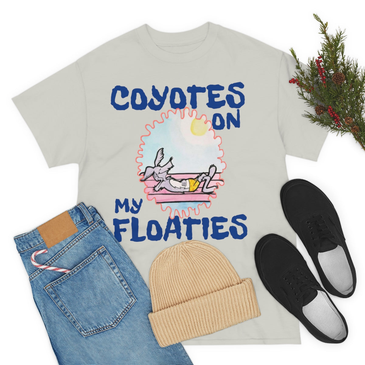 Unisex Coyotes on my Floaties Heavy Cotton Tee