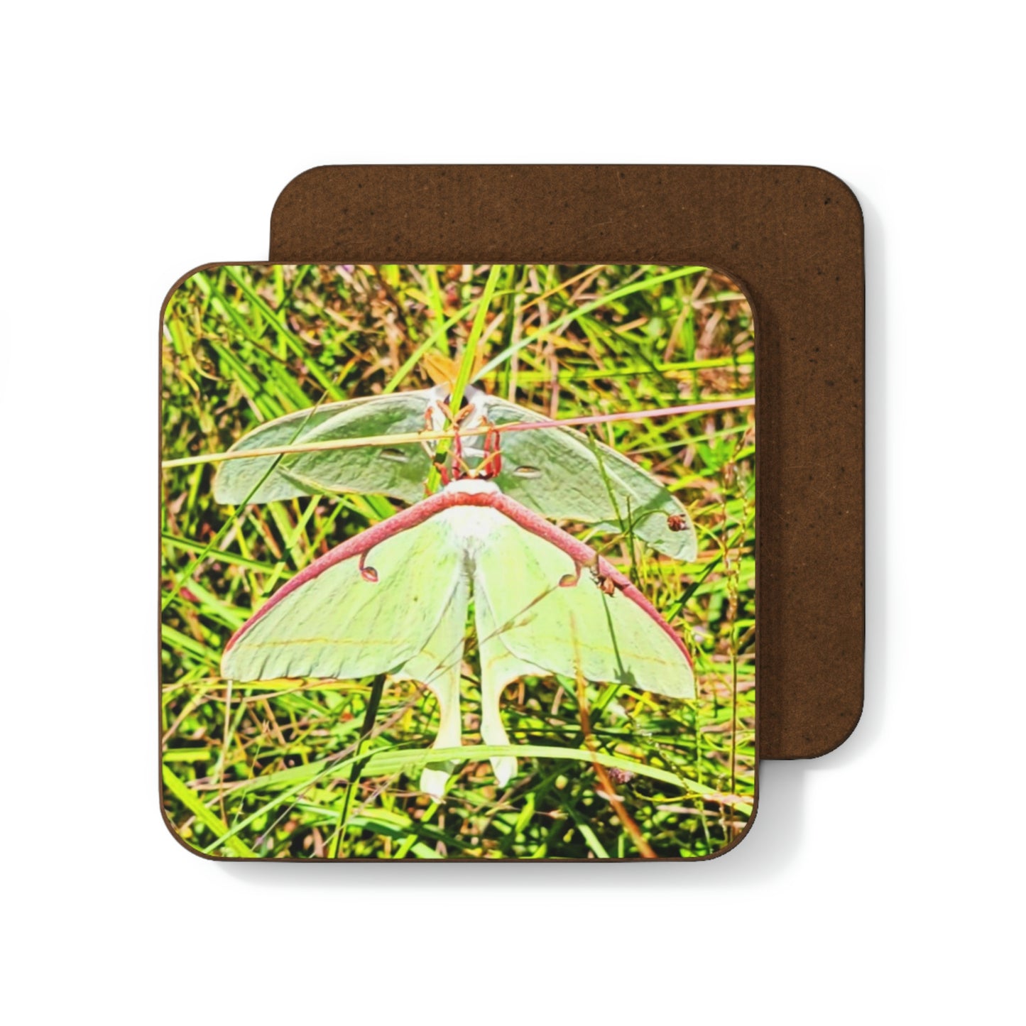 Luna Moths Hardboard Back Coaster