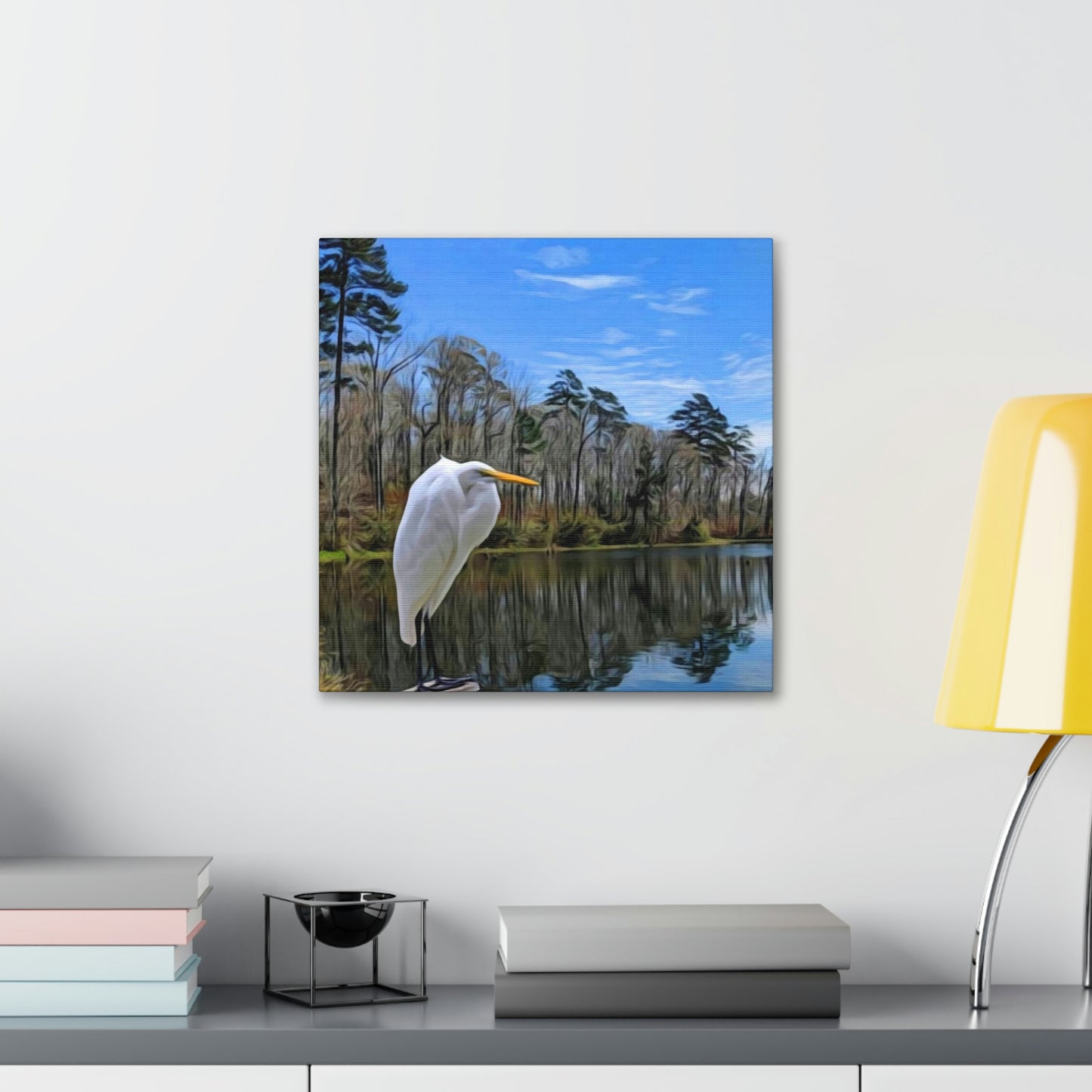 Egret at Valentine Lake Canvas Gallery Wraps