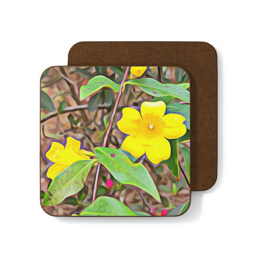 Yellow Jessamine Hardboard Coaster