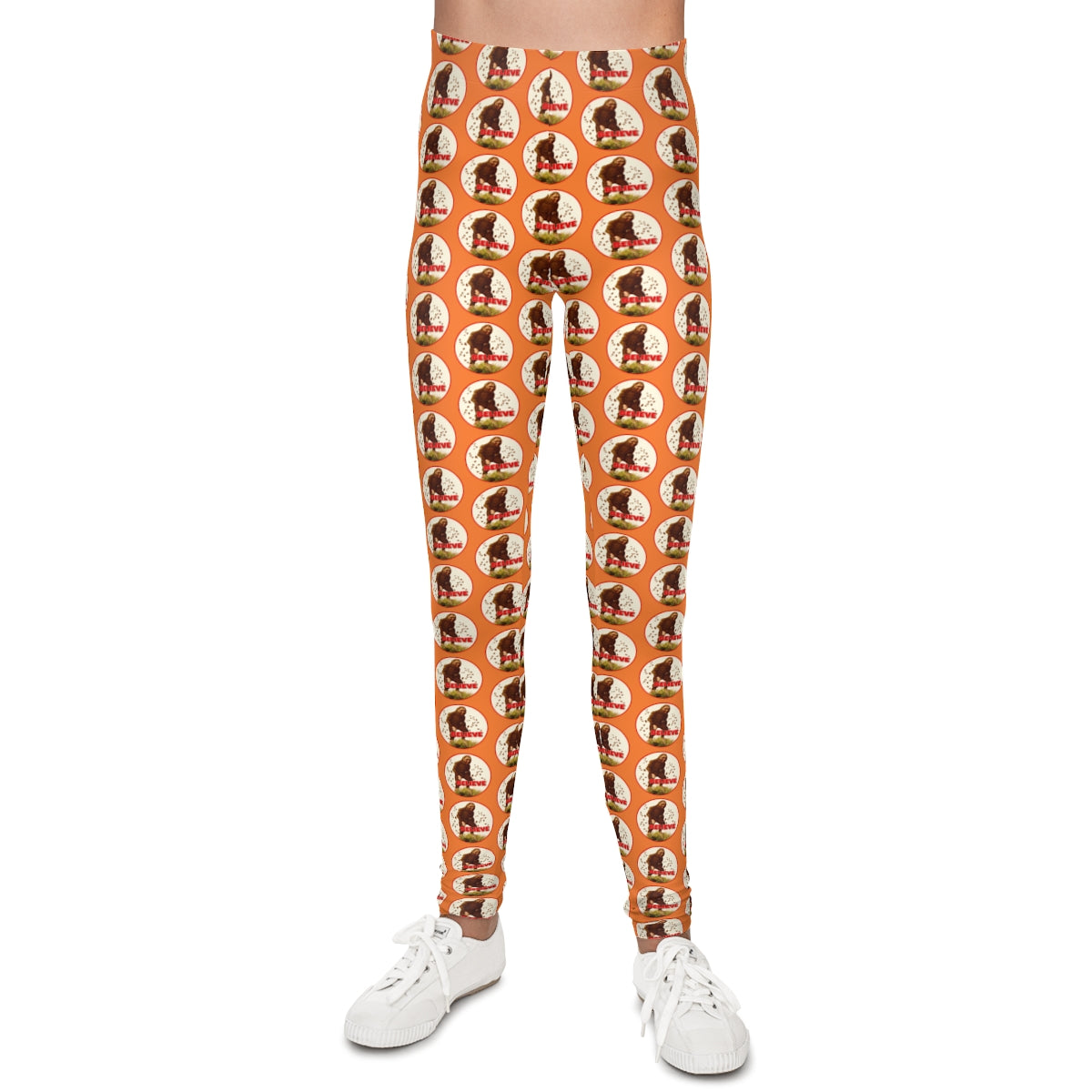 Orange Bigfoot Believe Youth Leggings