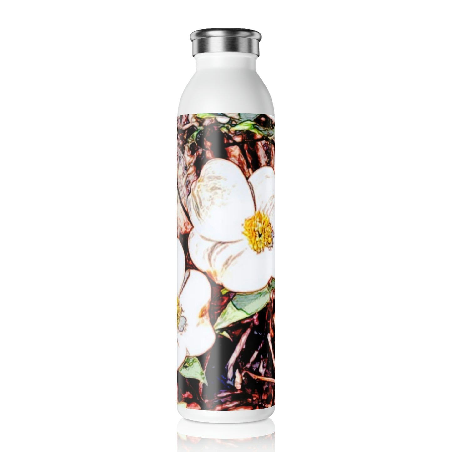 Dogwood Blossoms Slim Water Bottle