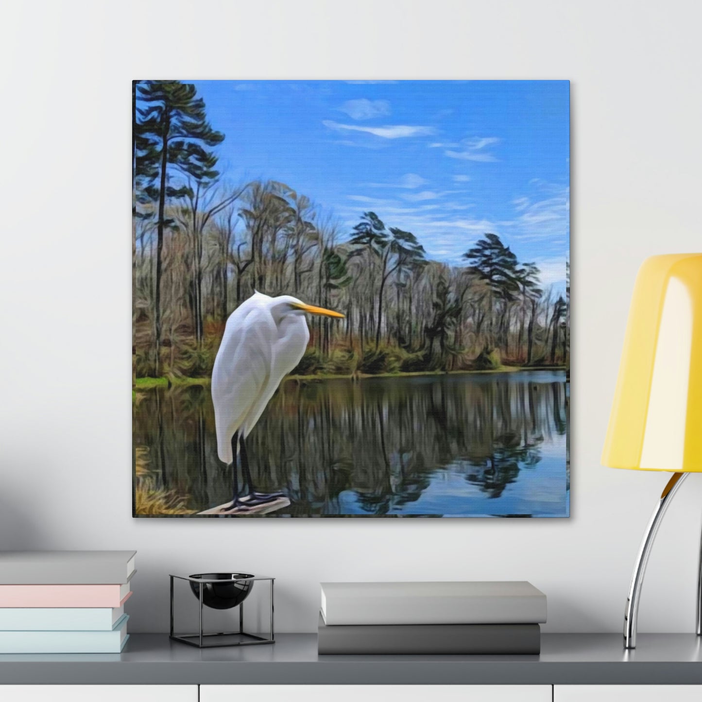 Egret at Valentine Lake Canvas Gallery Wraps